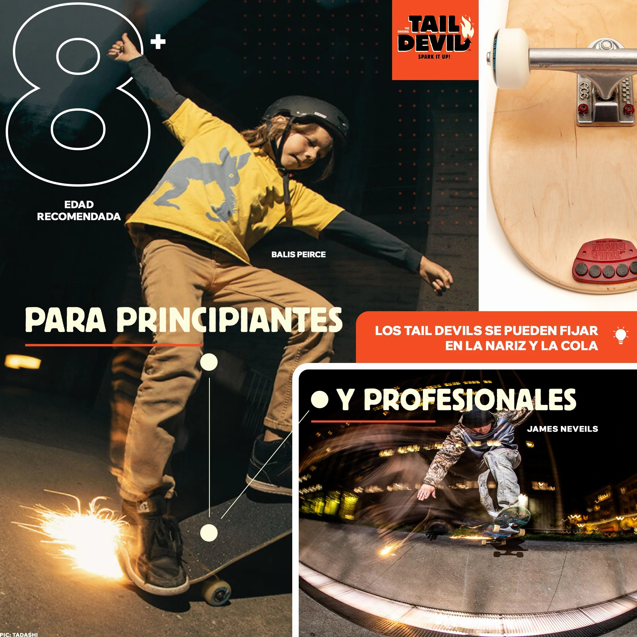 Tail Devil Spark It Up! Placas de Chispa para Skateboard para Niño y Adulto