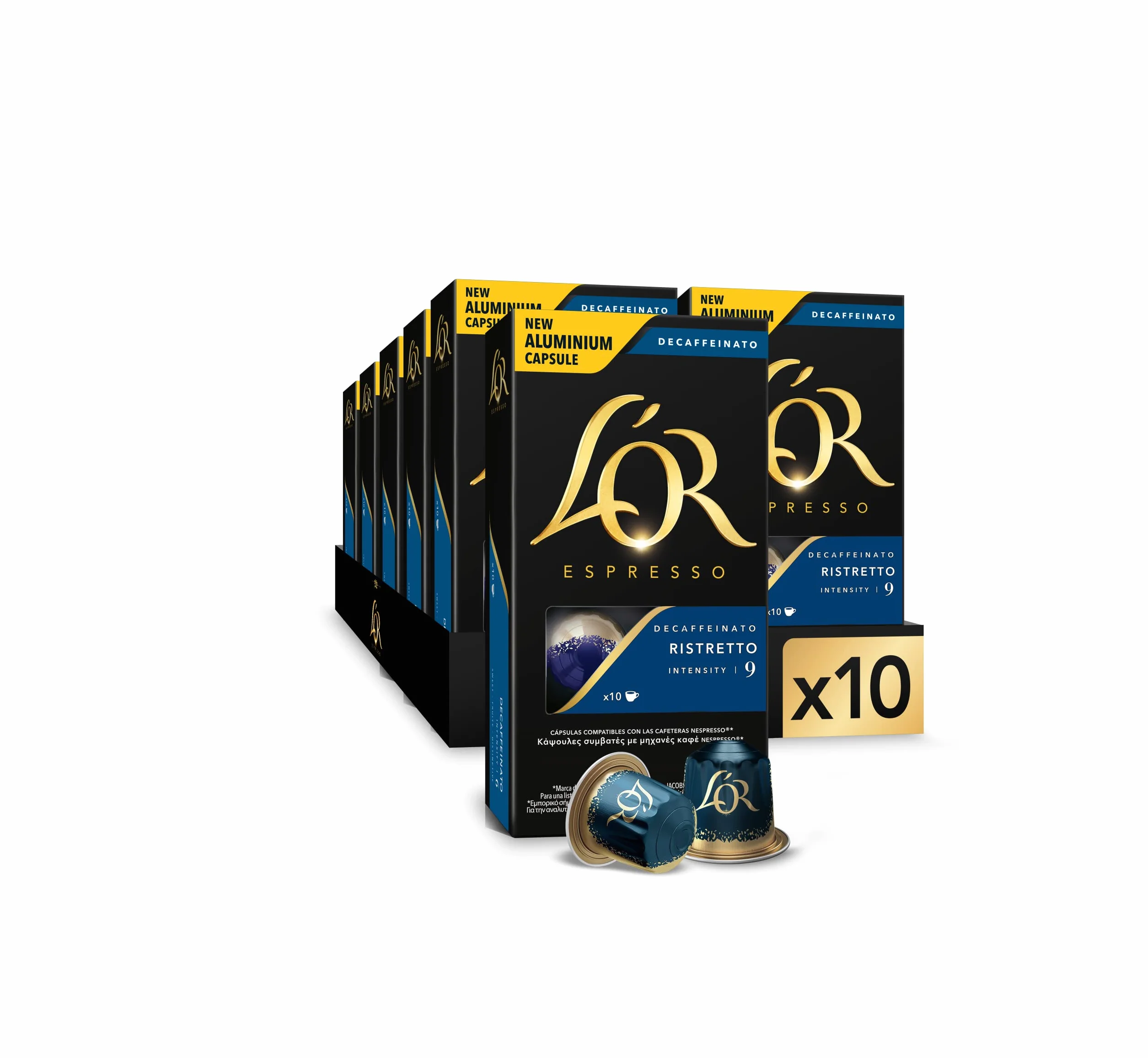 L'OR Espresso Cápsulas de Café Ristretto Decaffeinato | Intensidad 9 | 100 Cápsulas Compatibles Nespresso (R)