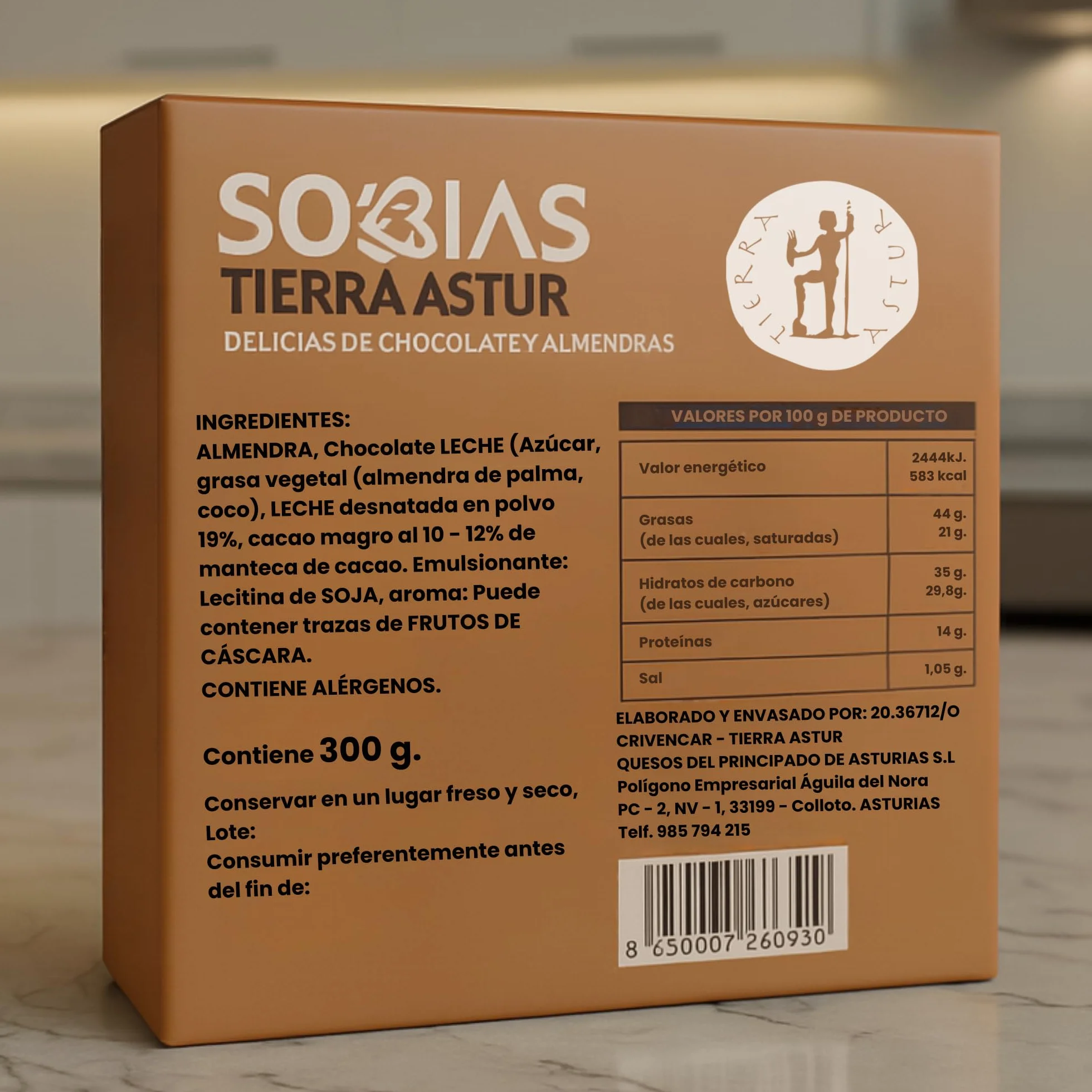 Tierra Astur Sobias Chocolate con Almendras Crujientes | Delicias de Chocolate con Almendras Crujientes – Bombones Gourmet Artesanales, Chocolate con Leche Premium