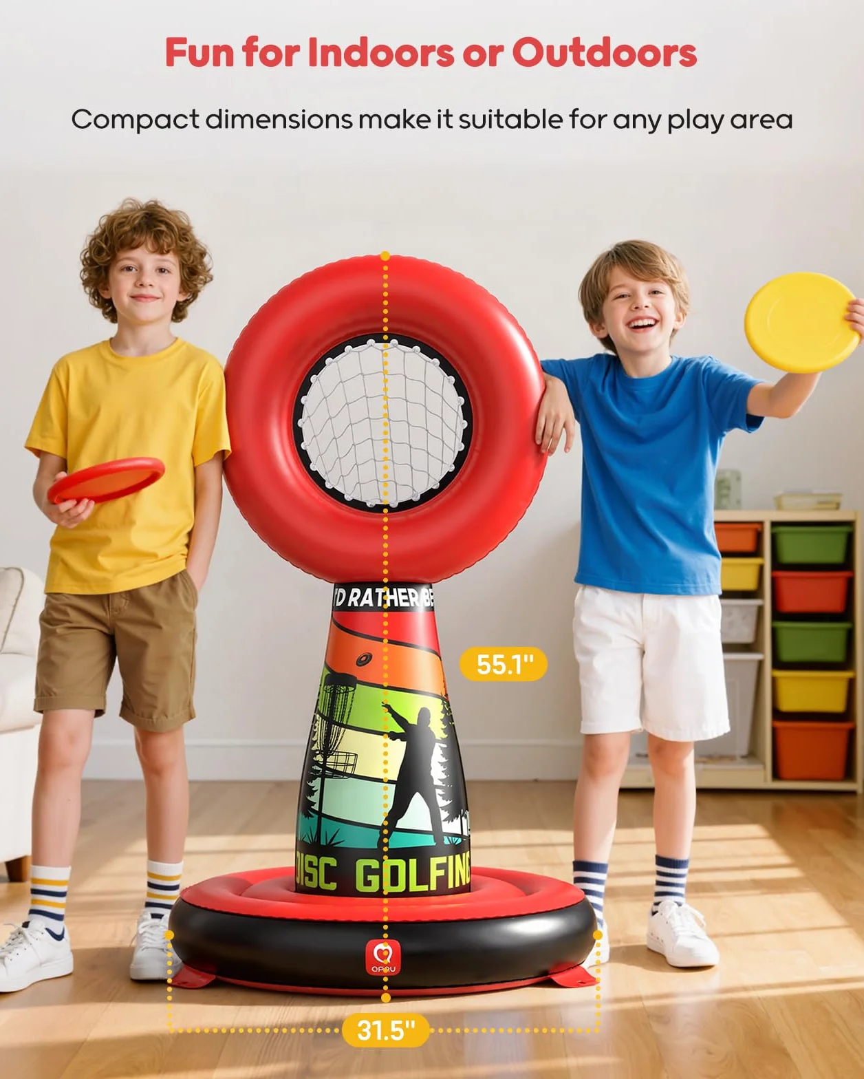 Set de Disc Golf Inflable para Niños, Juego Completo de Exterior con Cesta, 4 Discos y Bomba