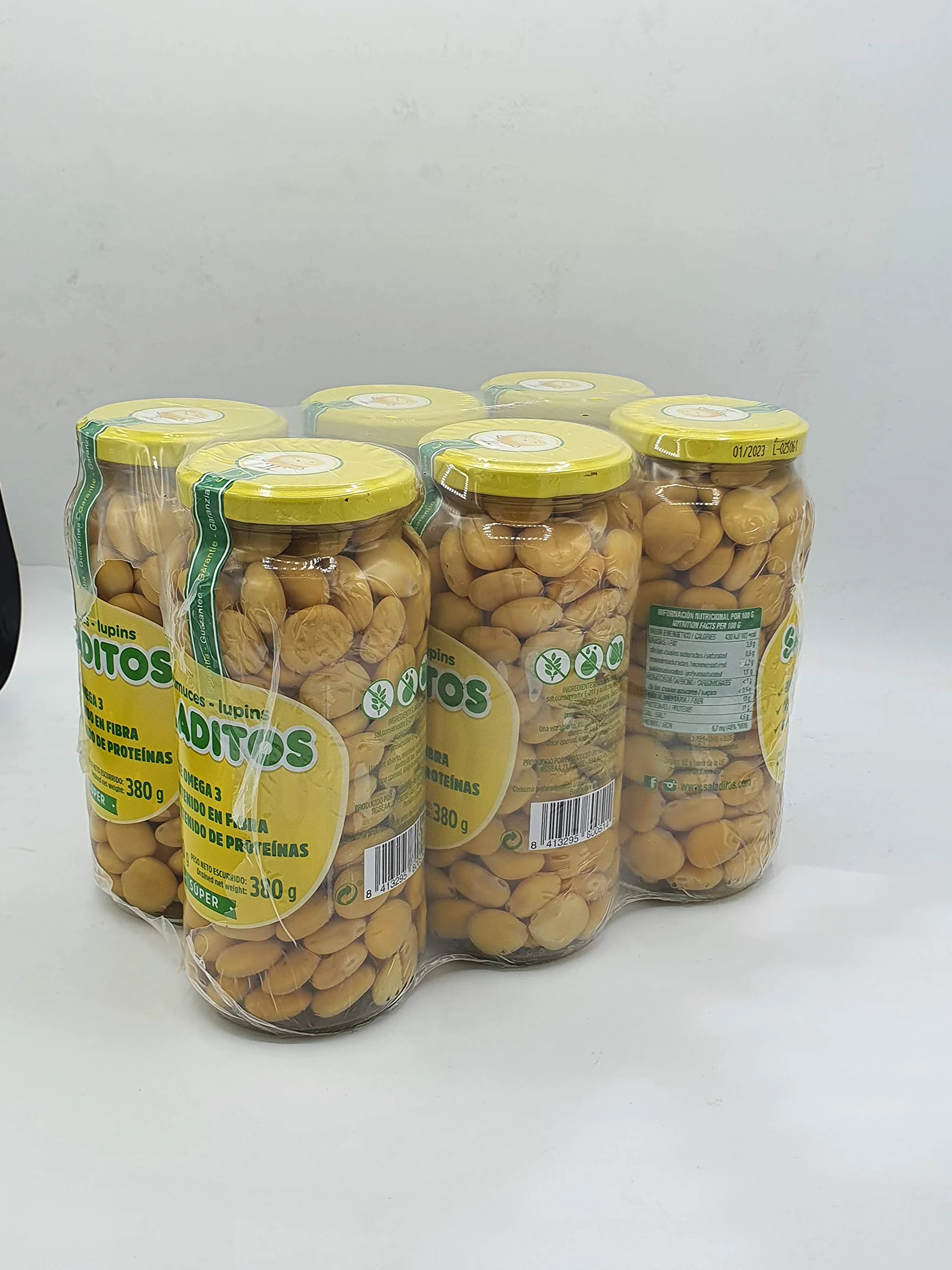 Saladitos Bote Cristal Altramuces (pack 6 Ud), Sal Marina, 3600 Gramo