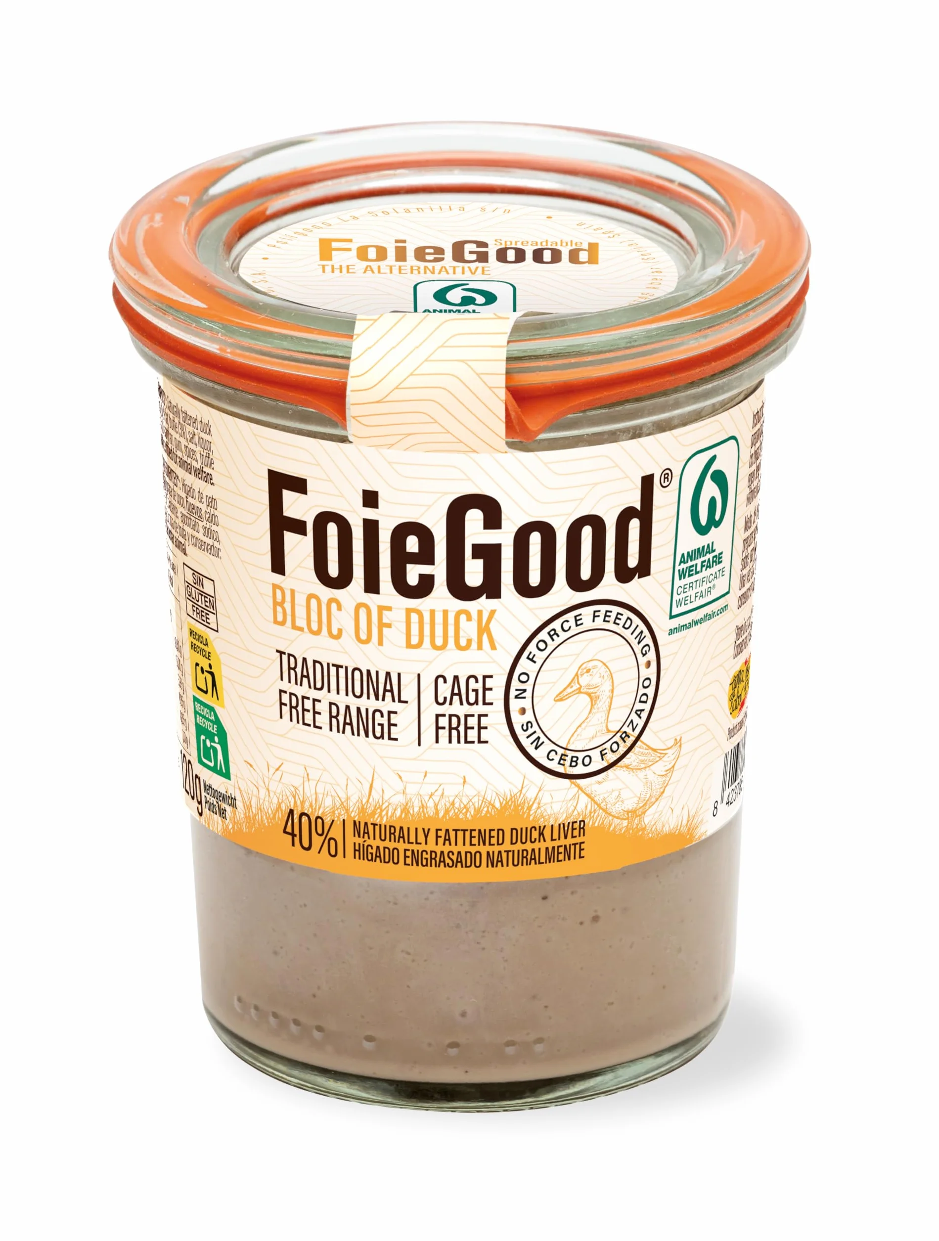 FoieGood BLOC DE PATO– Paté Untable de Hígado de Pato con Certificado Welfair® de Bienestar Animal – Textura Suave y Cremosa – Aperitivos Gourmet
