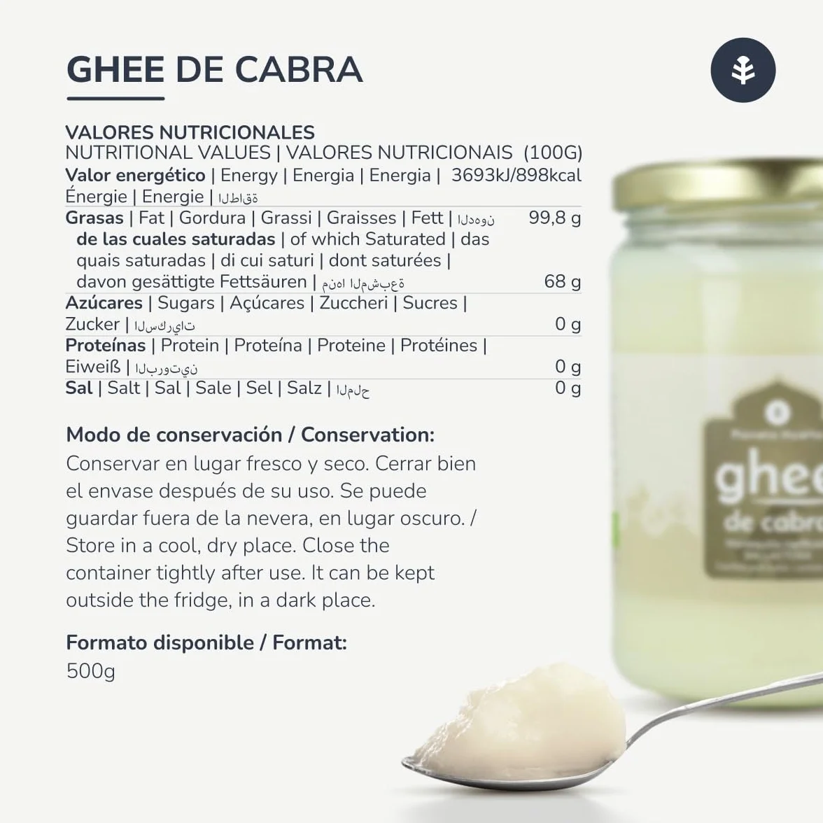 Planeta Huerto Ghee mantequilla clarificada de cabra ECO 500 g