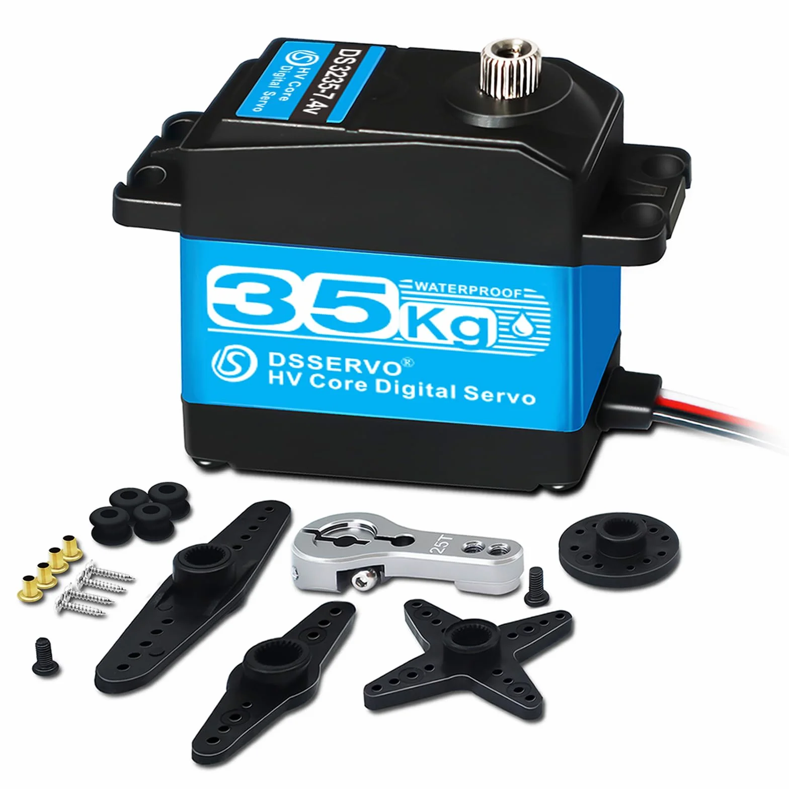 Servo Motor Digital RC 35kg 7.4V 25T Engranaje de Metal Alto Par Impermeable 270 Grados para 1/8 1/10 1/12 Coche