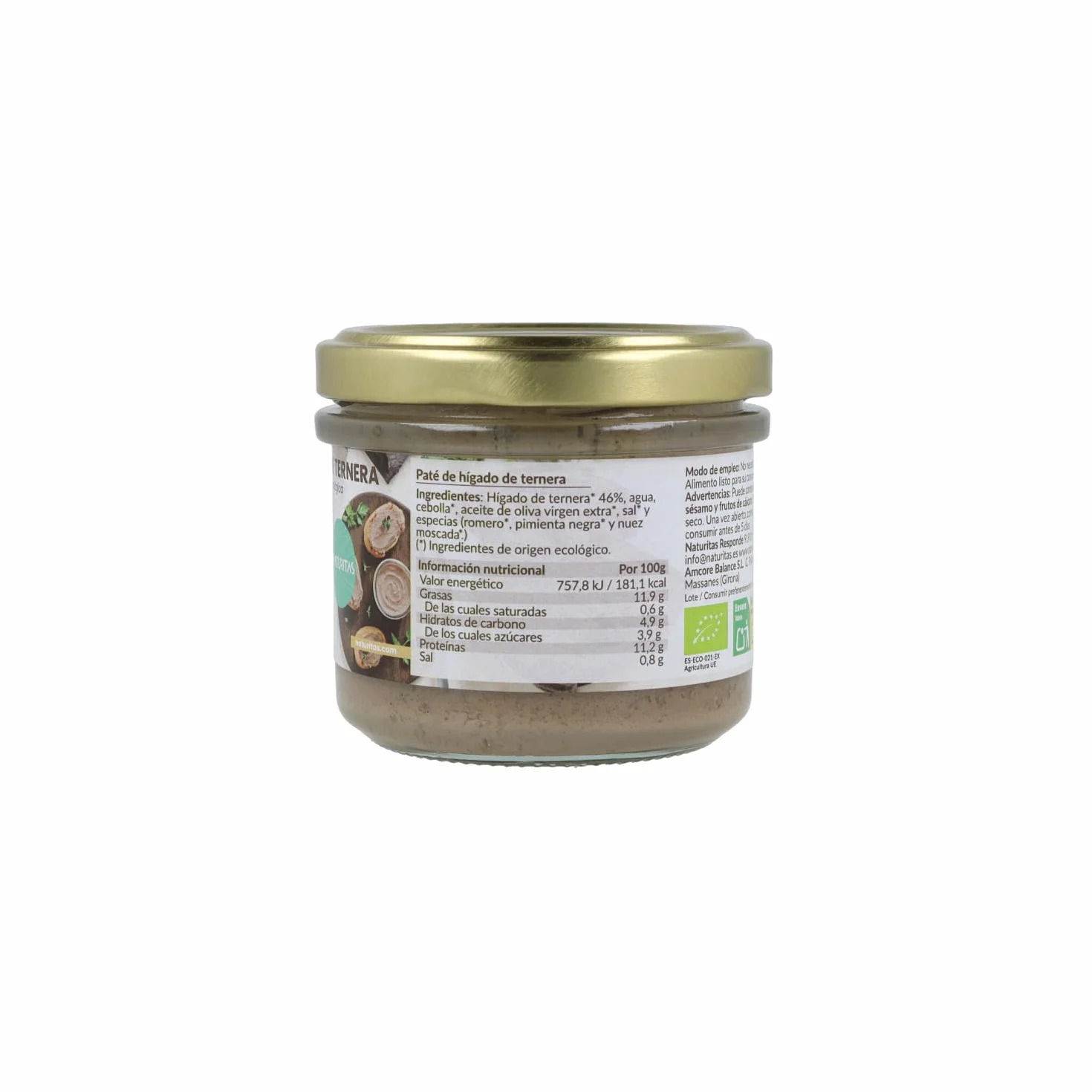 Paté de hígado de ternera de pasto libre BIO | 100g | Naturitas Essentials | Paté de hígado de ternera de pasto | Origen ético rico en hierro | Patés