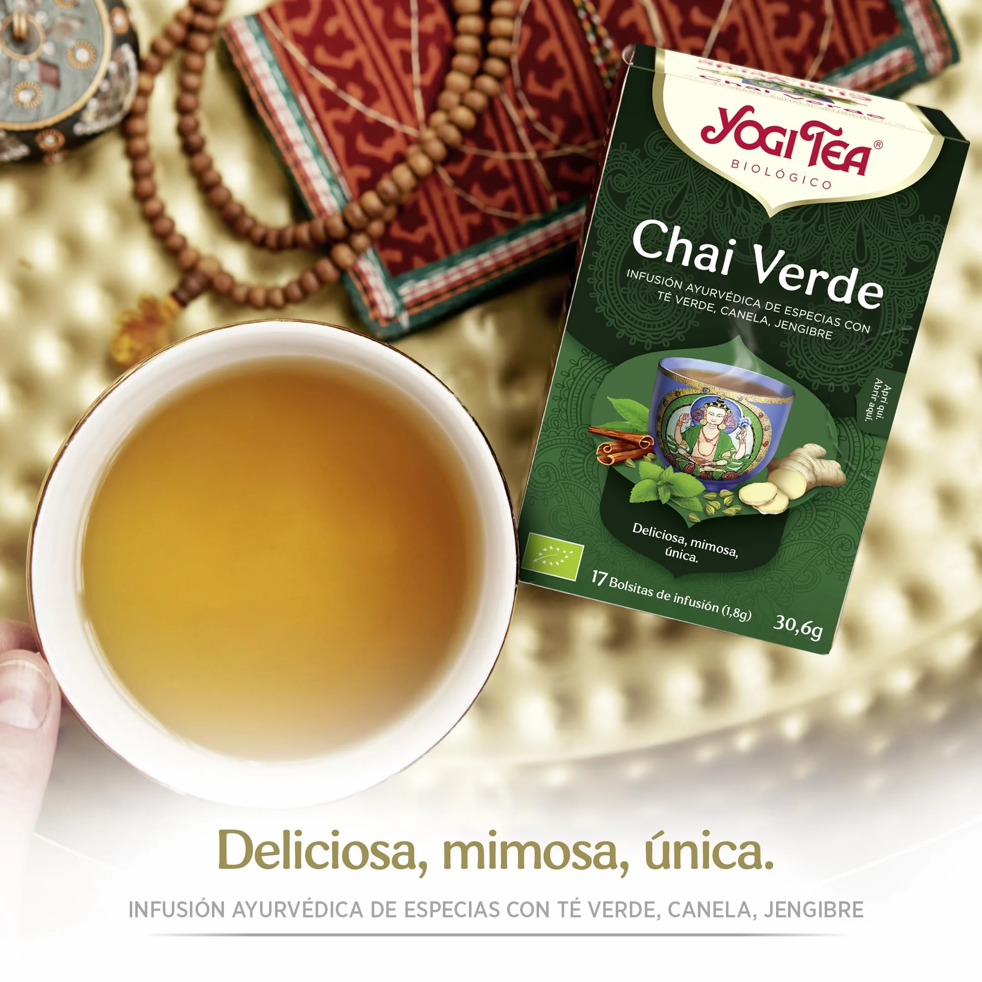 Yogi Tea Green Chai Infusión Ayurvédica Té Verde Canela Jengibre Pack 102 bolsitas