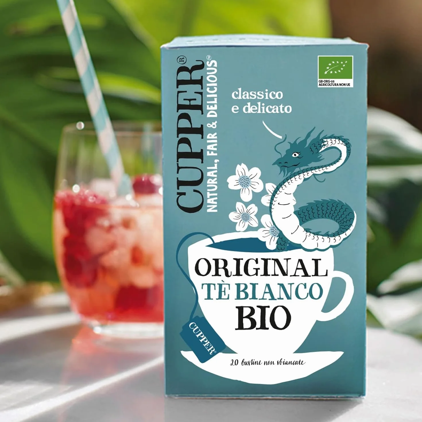 Cupper - 20 Bolsitas de Té Blanco Ecológico - Sin Azúcar Añadido - Apto para Veganos - Propiedades Antioxidantes - Sabor Suave con Toques Cítricos - Sin Leche, Huevo ni Lactosa