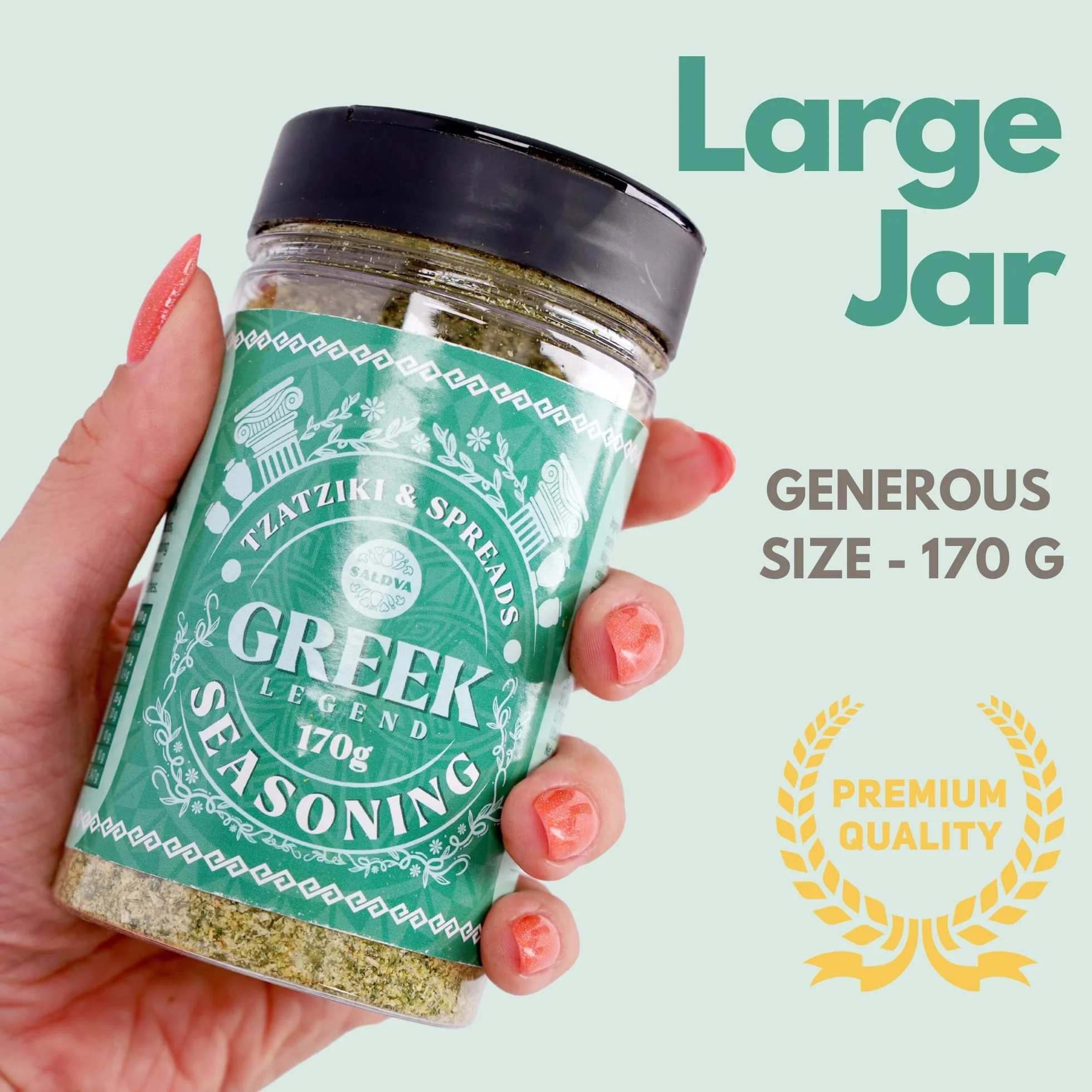 Greek Legend Tzatziki & Spreads Seasoning - Premium Greek Spice Mix - Perfect for Tzatziki, Spreads, and Sauces - Large Jar (170g)