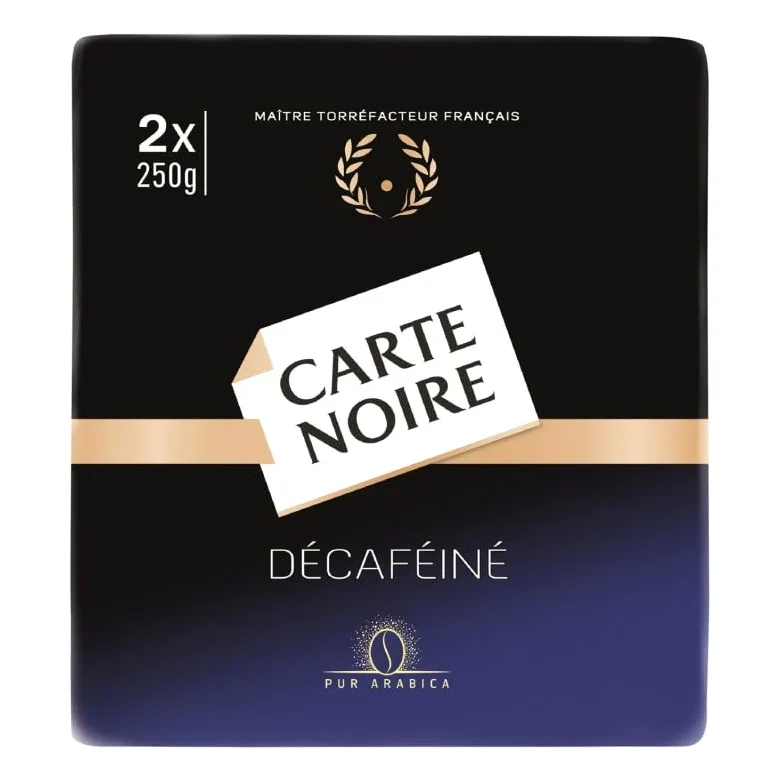 Tarjeta negra – Café molido descafeinado – Sabor con cuerpo y aromático – Envuelto bajo atmósfera protectora – 500 g de puro placer sin cafeína – Paquete de 3