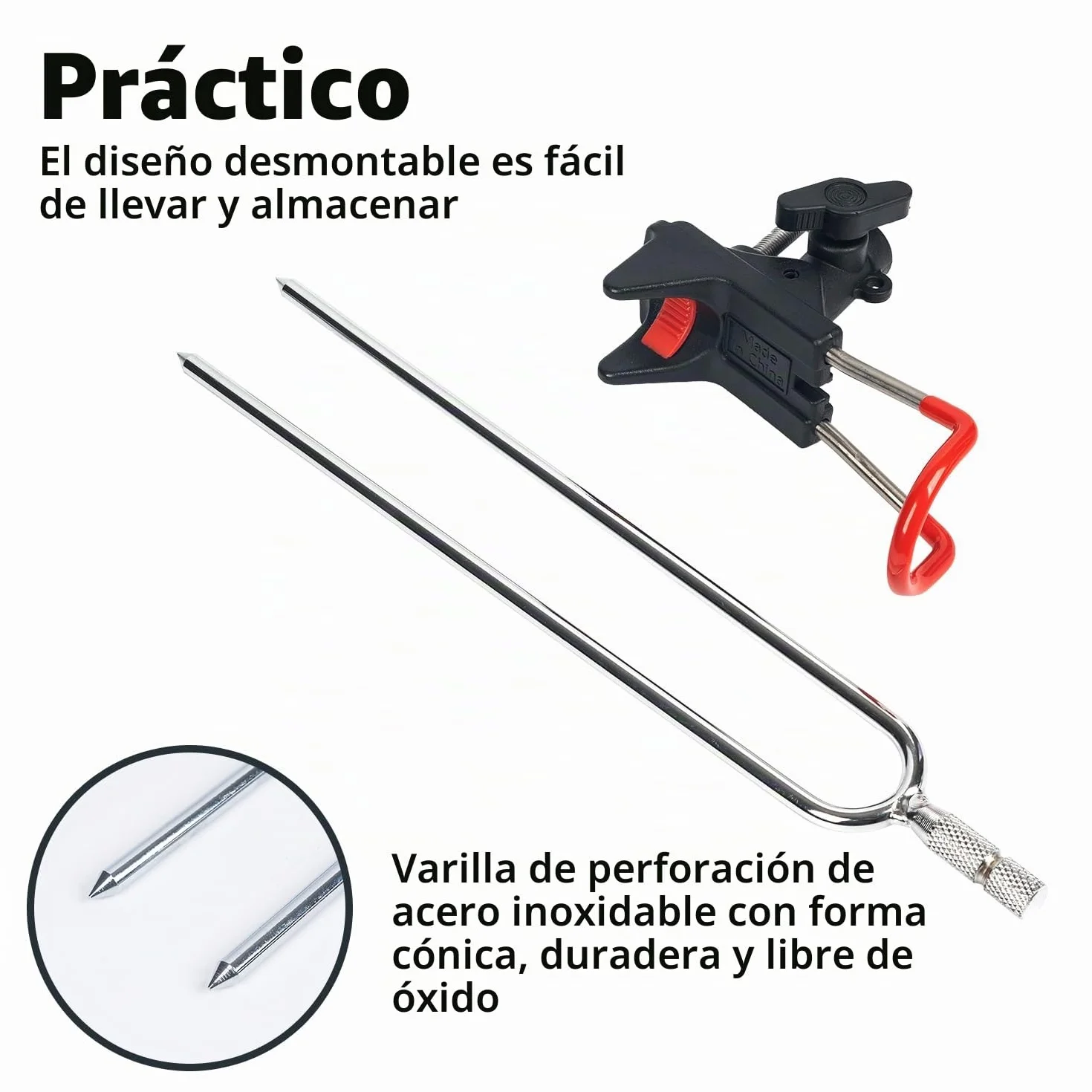 Soportes para caña de pescar de acero inoxidable ajustable 360°