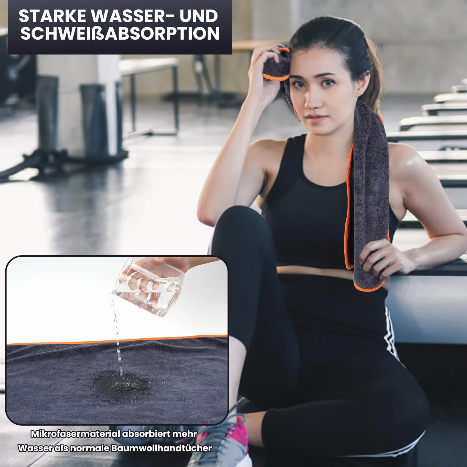 Juego de 3 Toallas de Fitness 40x80 cm Microfibra 400 g/m² Toalla de Gimnasio