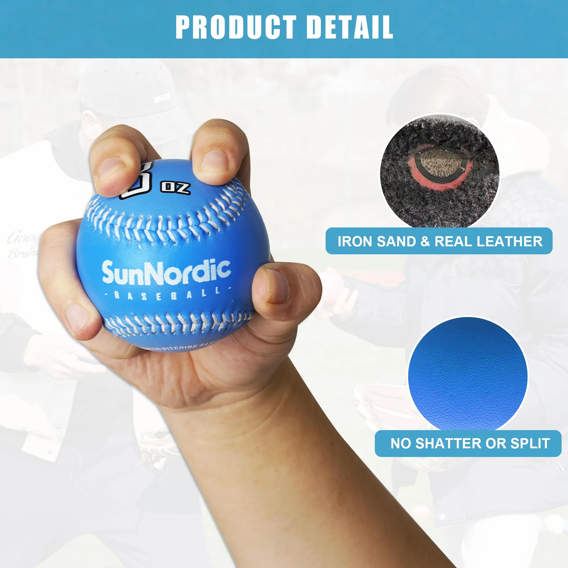 SunNordic Juego de 9 pelotas de béisbol de cuero para lanzar y entrenar