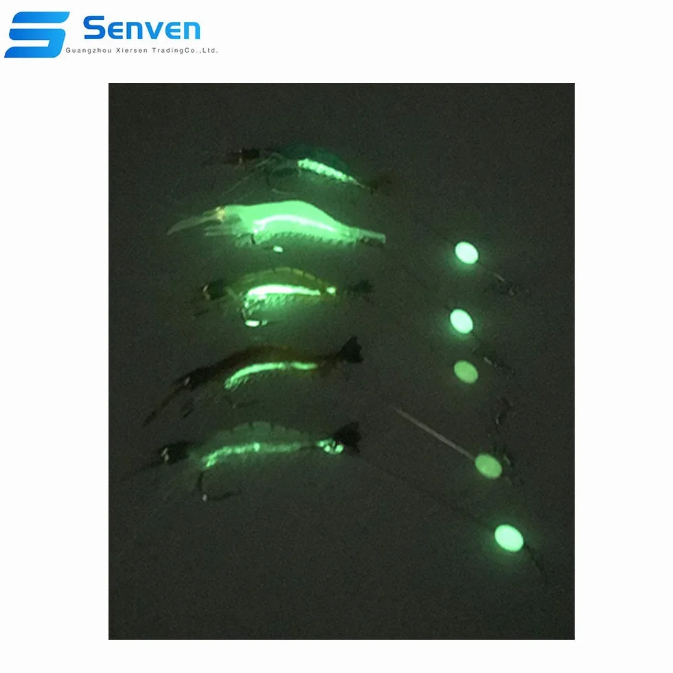 Cebo Artificial Senven Camarón Biónico Luminoso 5 Piezas