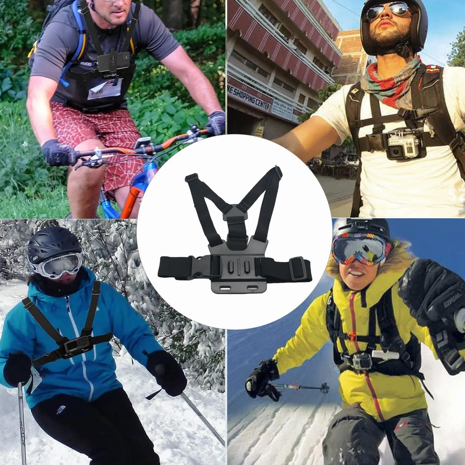 Soporte Móvil Pecho, Pechera para Grabar con Arnés Montaje Correa Compatible GoPro Hero 10 Hero 9 Cámara