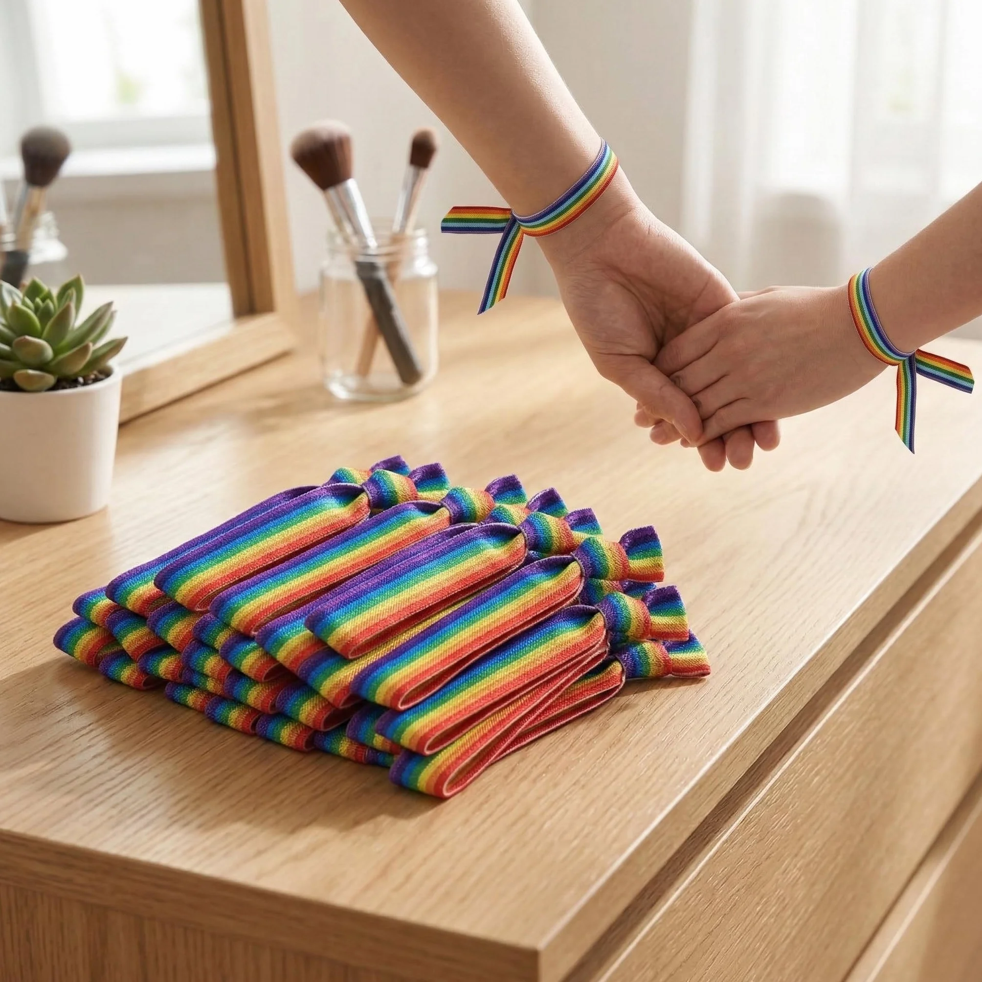 Pulsera de Orgullo Gay LGBTQ+ – 24 Pulseras Elásticas Arcoíris, 1.5 cm x 10 cm