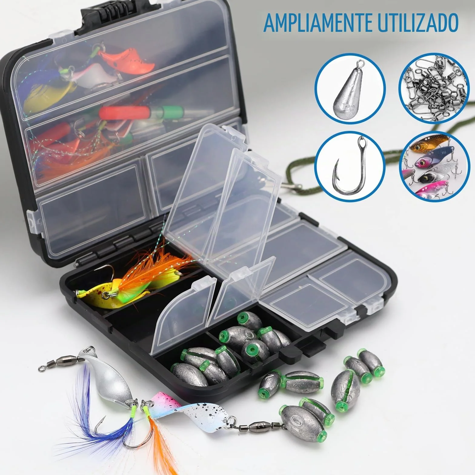 KOUHA Caja de Pesca Doble Capa 3 Piezas para Señuelos y Accesorios