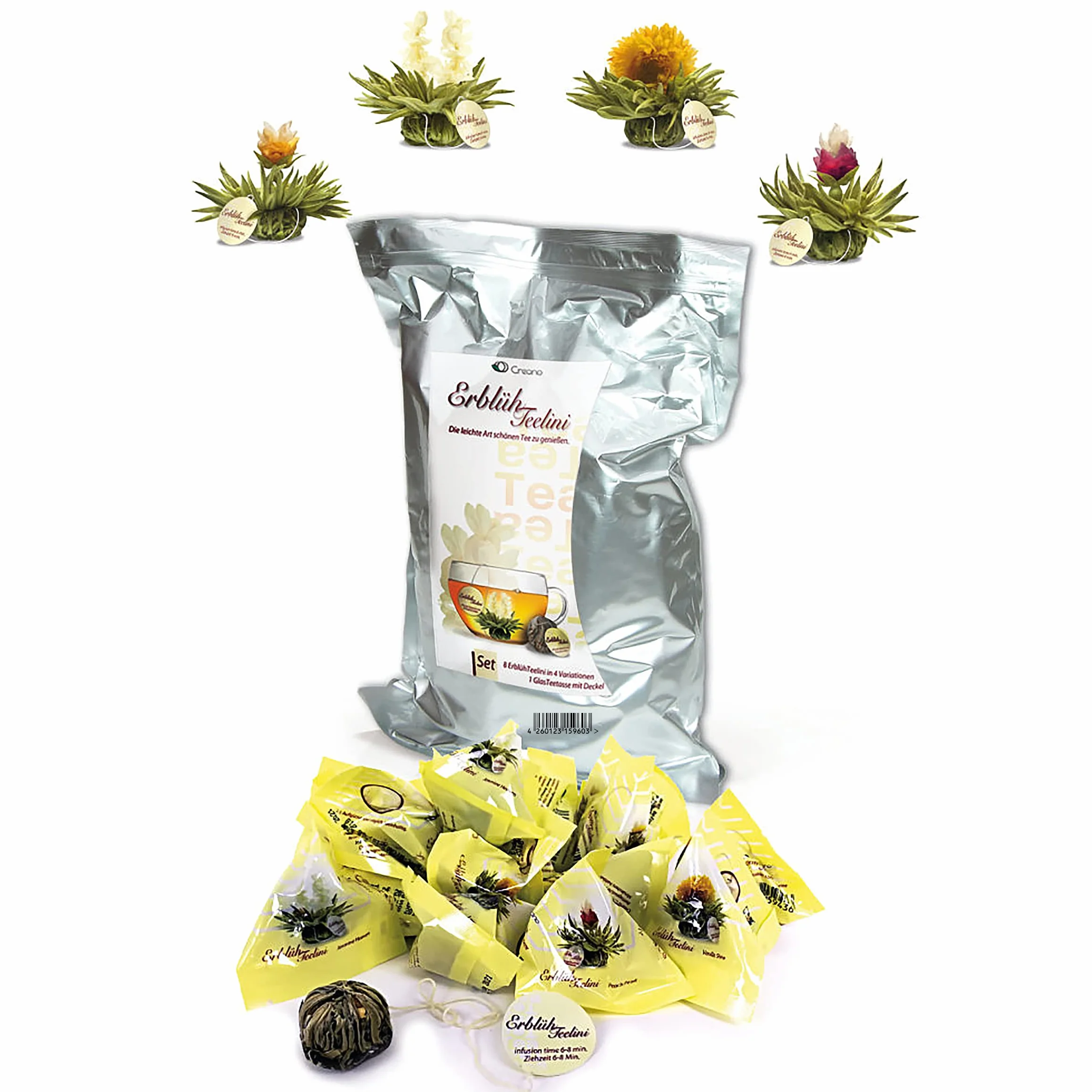 Creano Teelini Flores de Té Blanco Paquete XL 36 uds Mix 4 Sabores