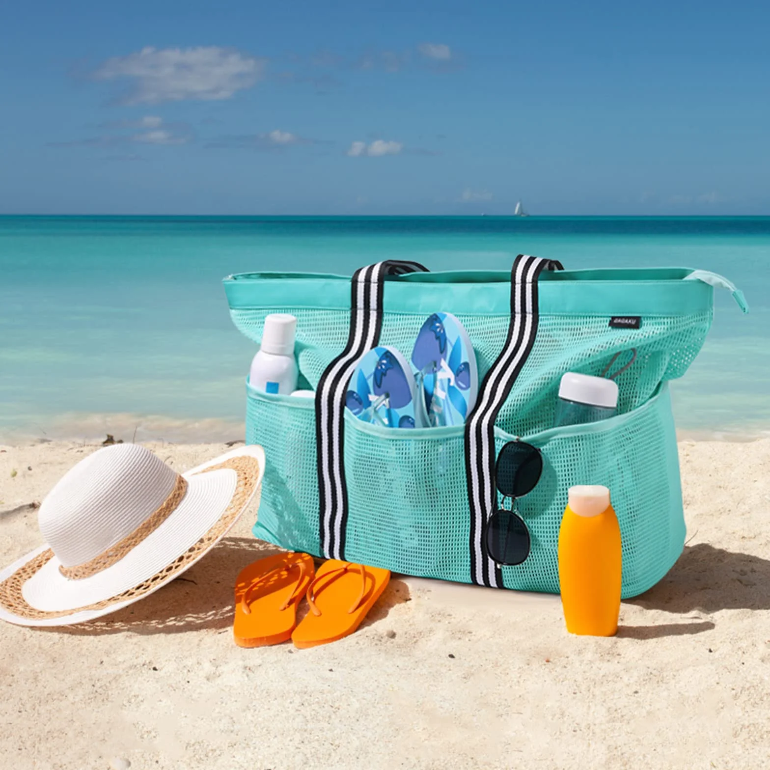 GAGAKU Bolsa de playa XXL/3XL impermeable con compartimento frigorífico plegable