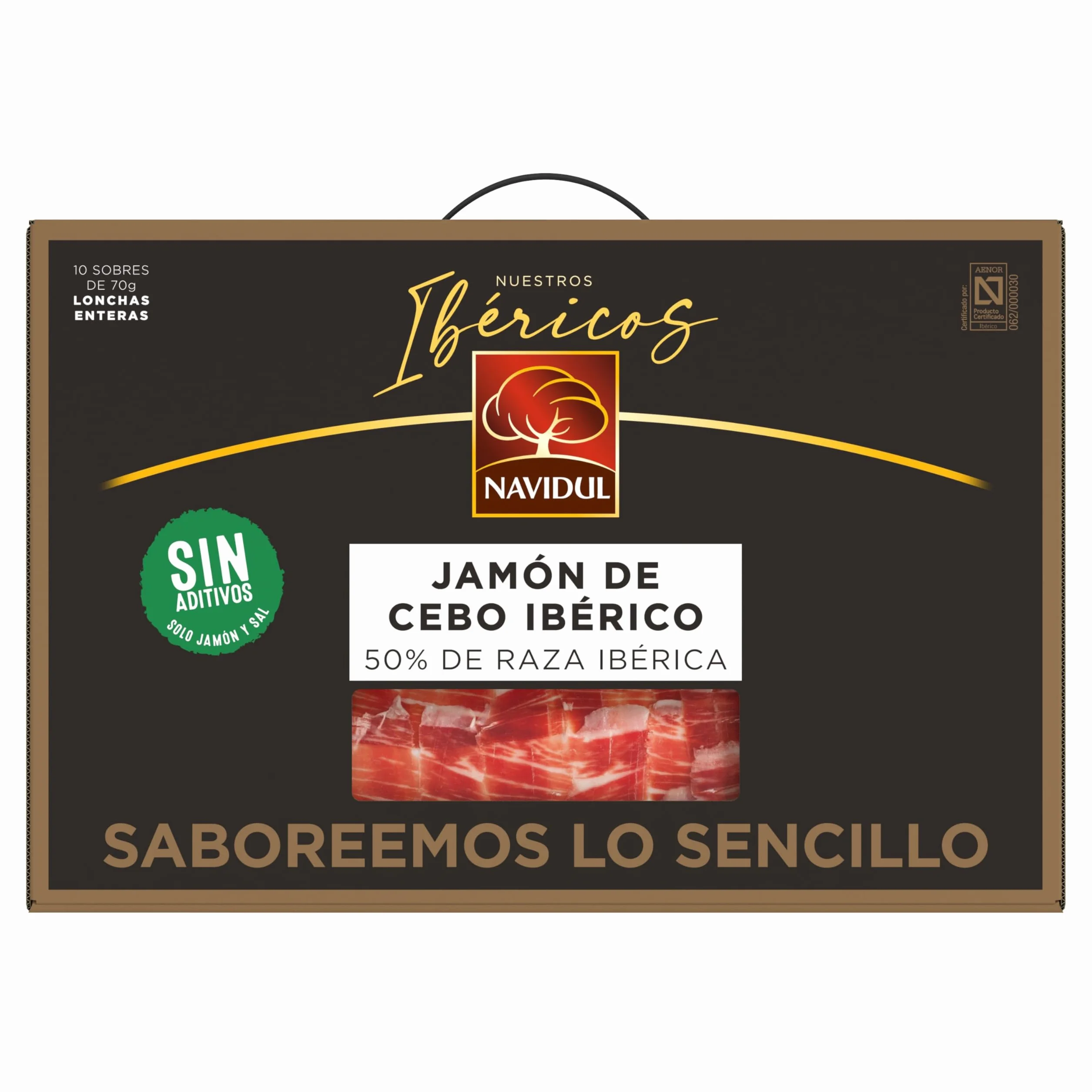 Navidul Maletín de Jamón de Cebo Ibérico 50% Raza Ibérica Freshpack Envasado al Vacío 10x70g