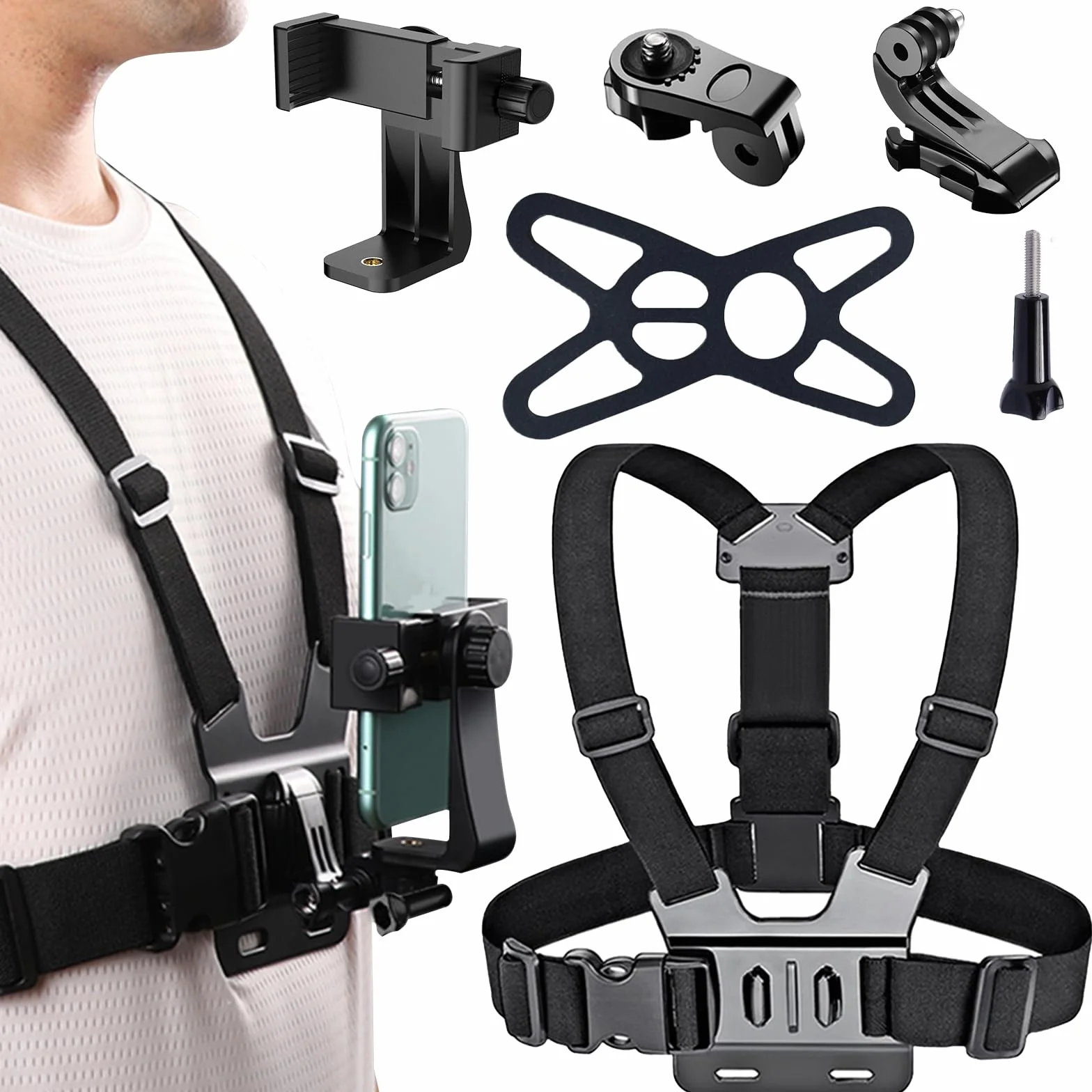 Soporte Móvil Pecho para Grabar, Accesorio Cámara Deportiva Ciclismo Motocicleta Esquí