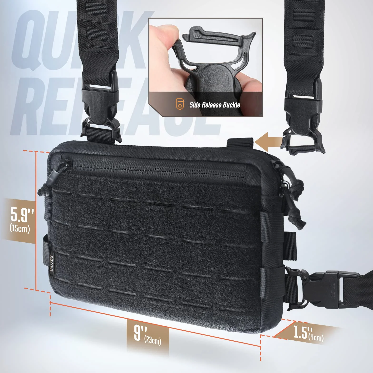 WYNEX Pecho Táctico Rig Pack para Hombres, Corriendo Bolsa de Pecho con Lazo Frontal Airsoft Recon para Caza al Aire Libre EDC