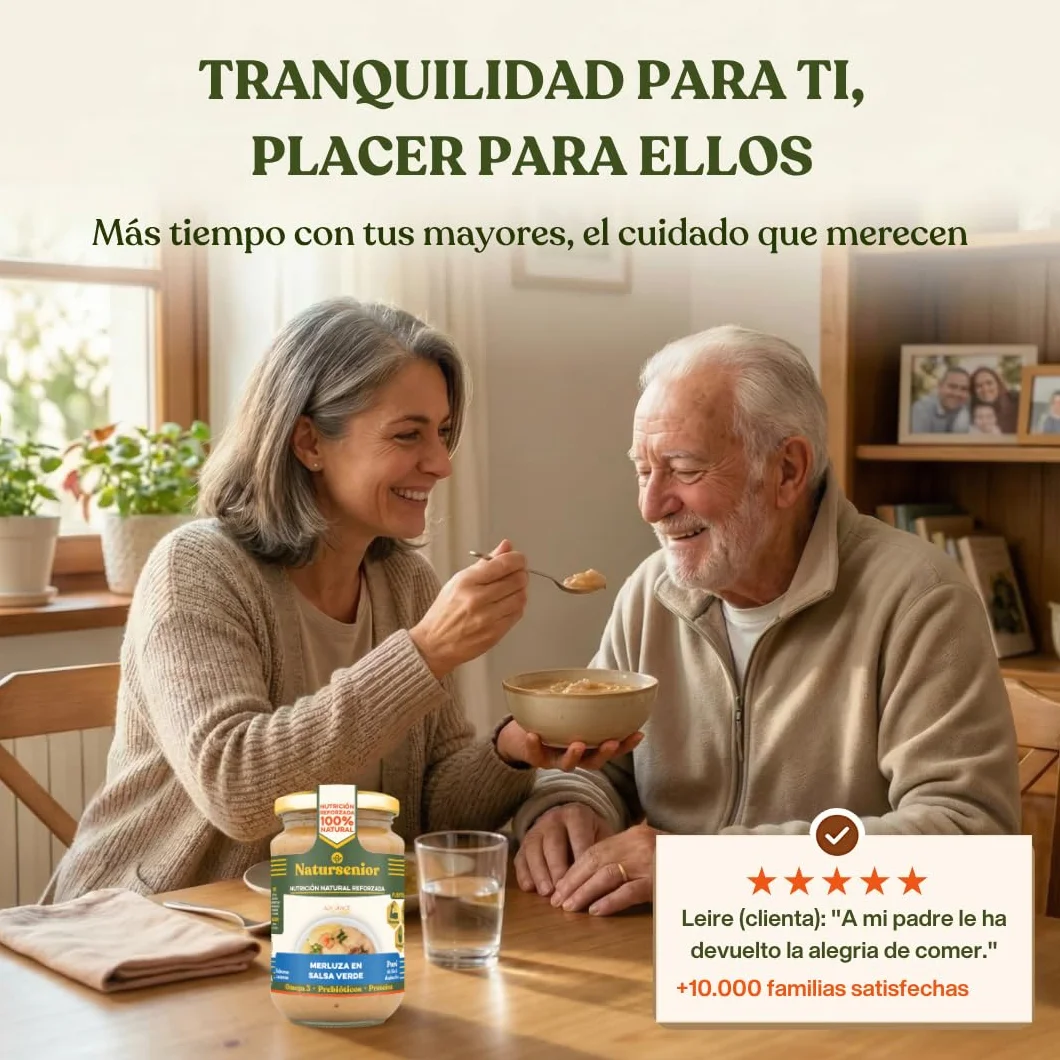 Natursenior - Comida Triturada para Personas Mayores - Pack Purés Variados Pescado - 100% Natural, Omega 3, Fibra, Proteína - 15 uds x 340g