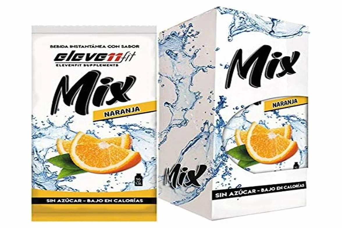 Eleven Fit Mix Instantáneo Sabor Naranja | Prepara 1.5L de Bebida Saludable, Sin Azúcar y Baja en Calorías | Ideal para Mezclar con Agua y Mejorar tu Dieta | Caja de 12 Sobres