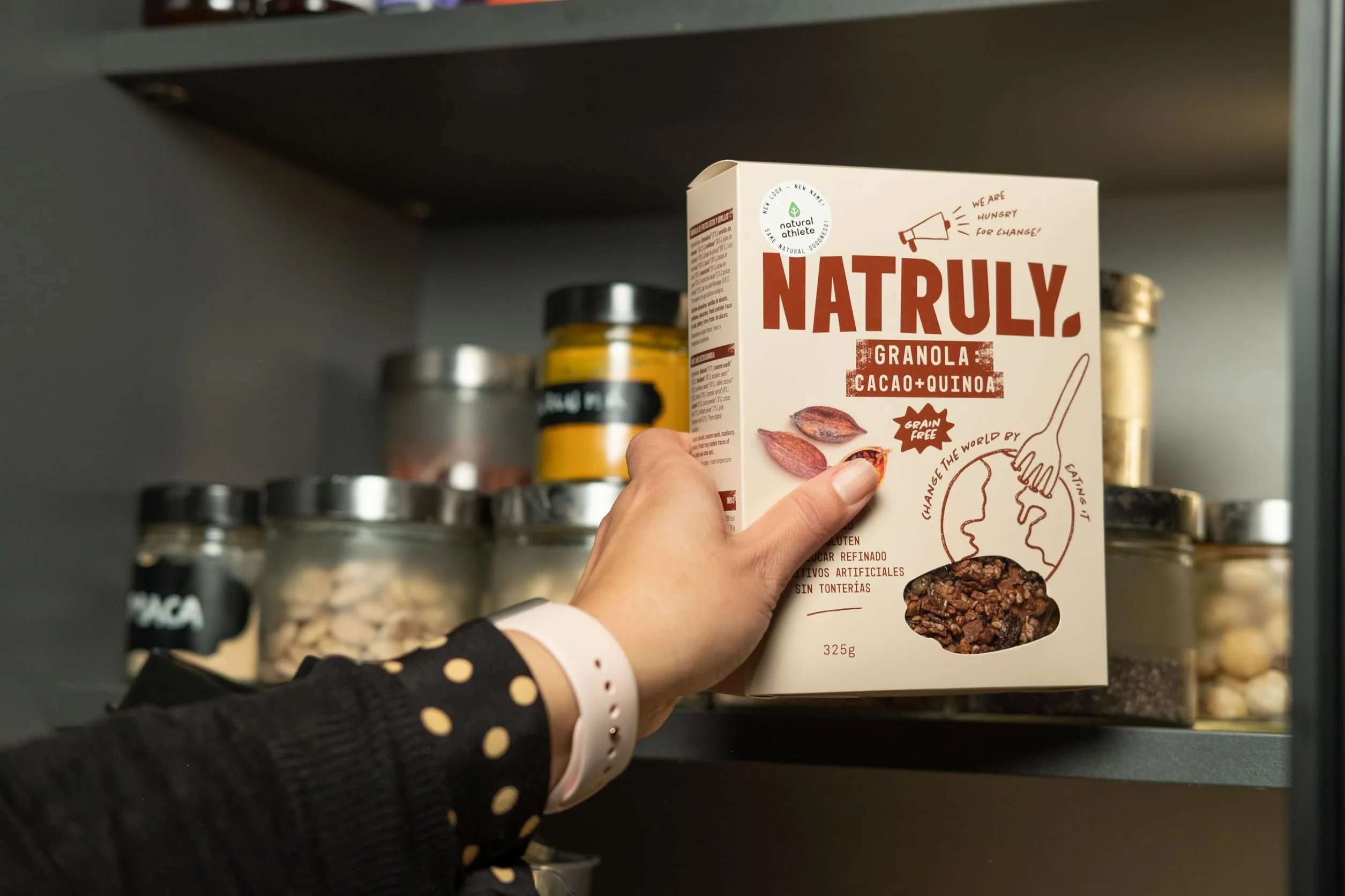 NATRULY Granola BIO Sin Azúcar Refinado, Sin Gluten, Solo Frutos Secos y Semillas, Sin Cereales, Sabor Cacao - Pack 6x325g
