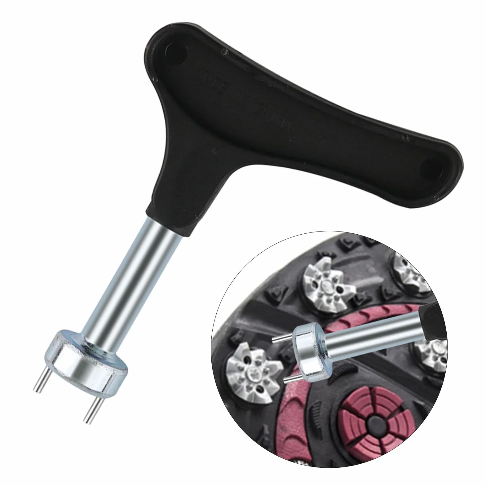 Llave de pinchos para zapatos de golf, removedor de picos de dos pines, herramienta universal de repuesto