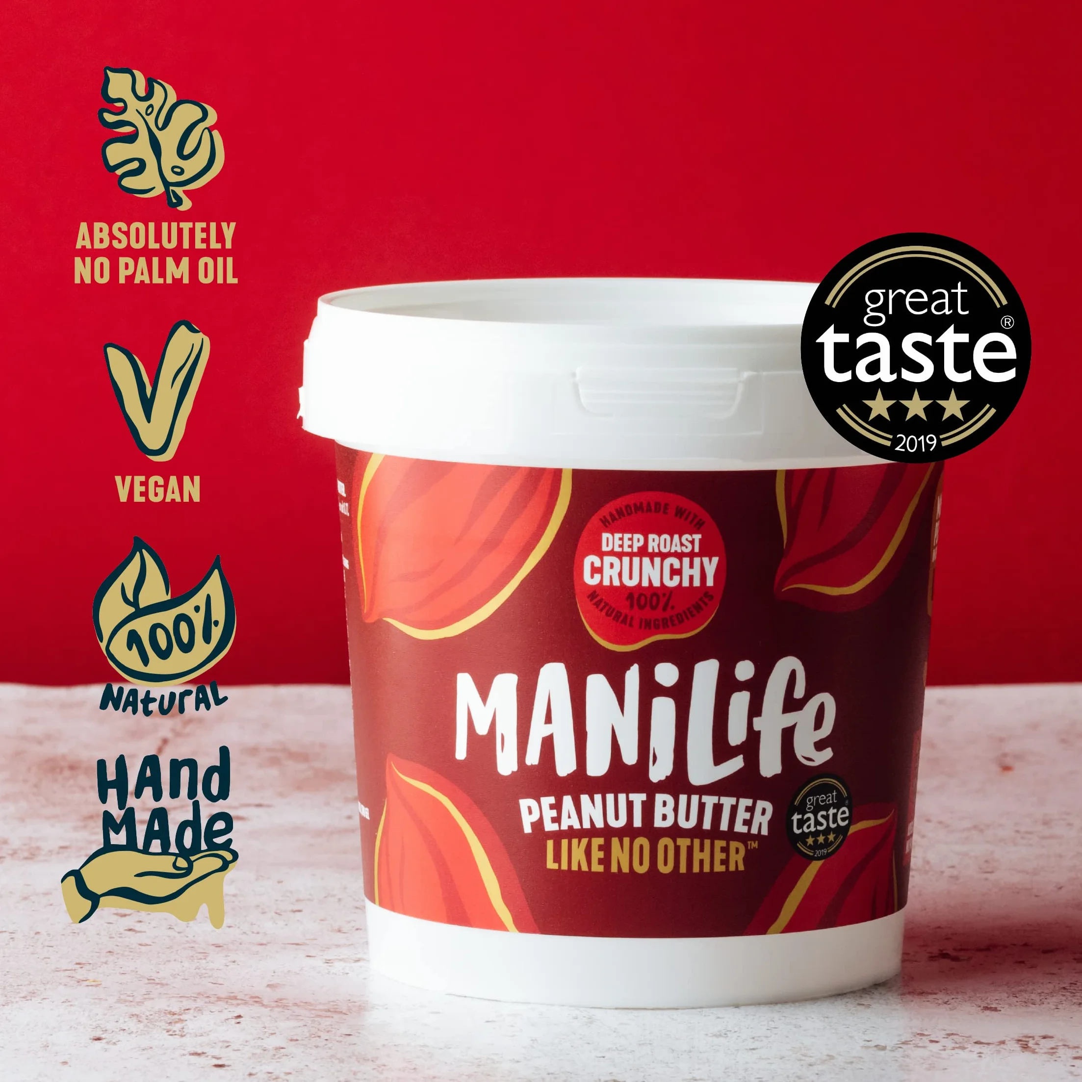 ManiLife Crema de Cacahuete Tostado Intenso y Crujiente 900g | Alta en Proteína, Sin Aceite de Palma ni Azúcares Añadidos | Hecho con Cacahuetes Argentinos de Origen Único (Embalaje Puede Variar)