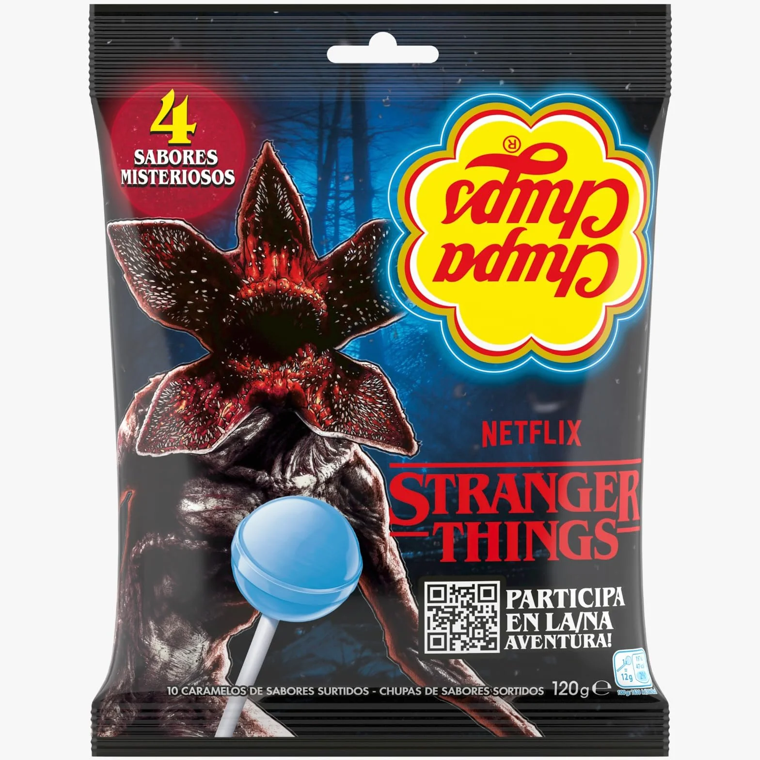 iChuches | Chupa Chups Stranger Things – Sabores Misteriosos Inspirados en los Personajes de la Serie | Edición Especial Surtida (20 uds) | Caramelos con Palo Coleccionables (Surtido 20 Unidades)