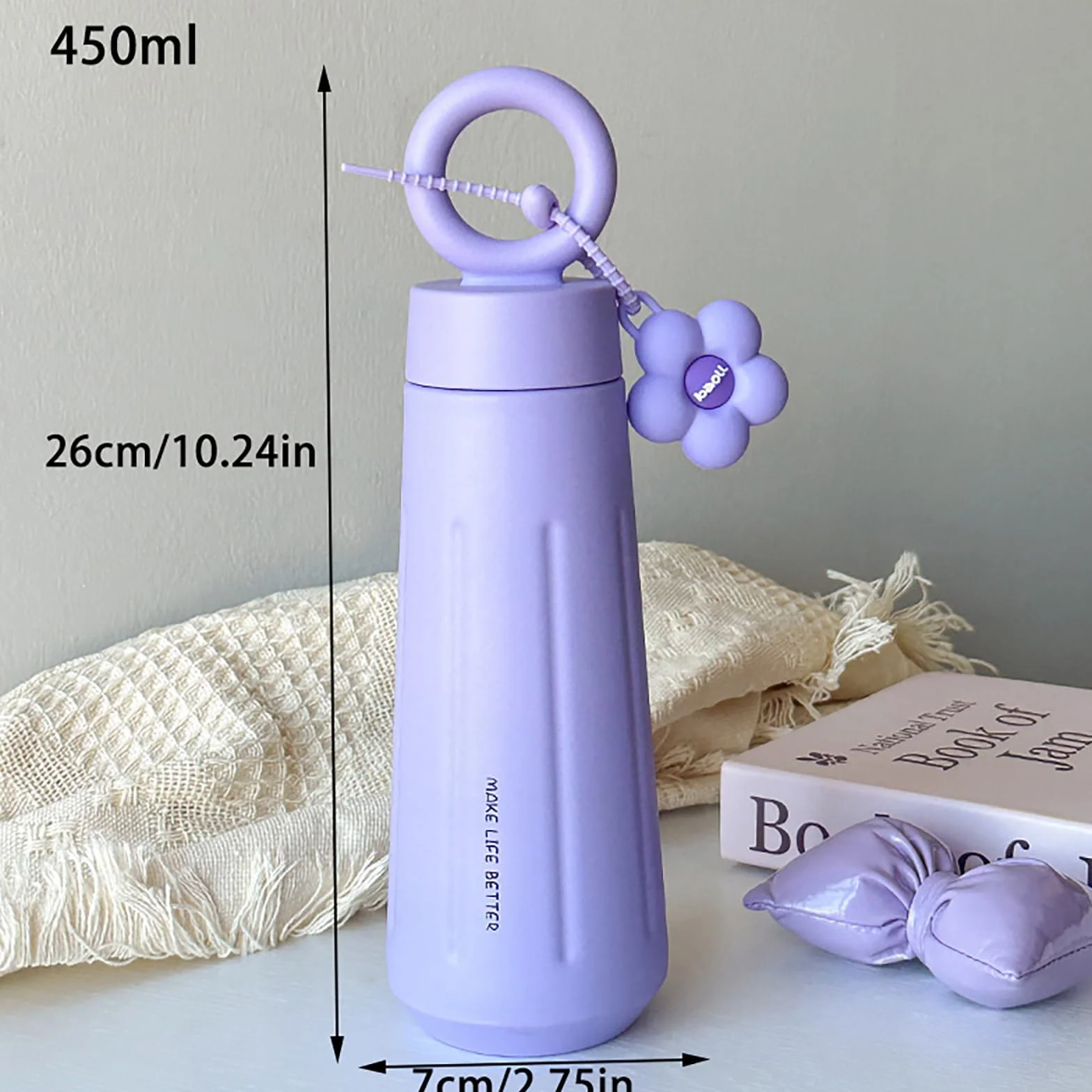 Botella de agua aislada al vacío 450ml 316 acero inoxidable girasol