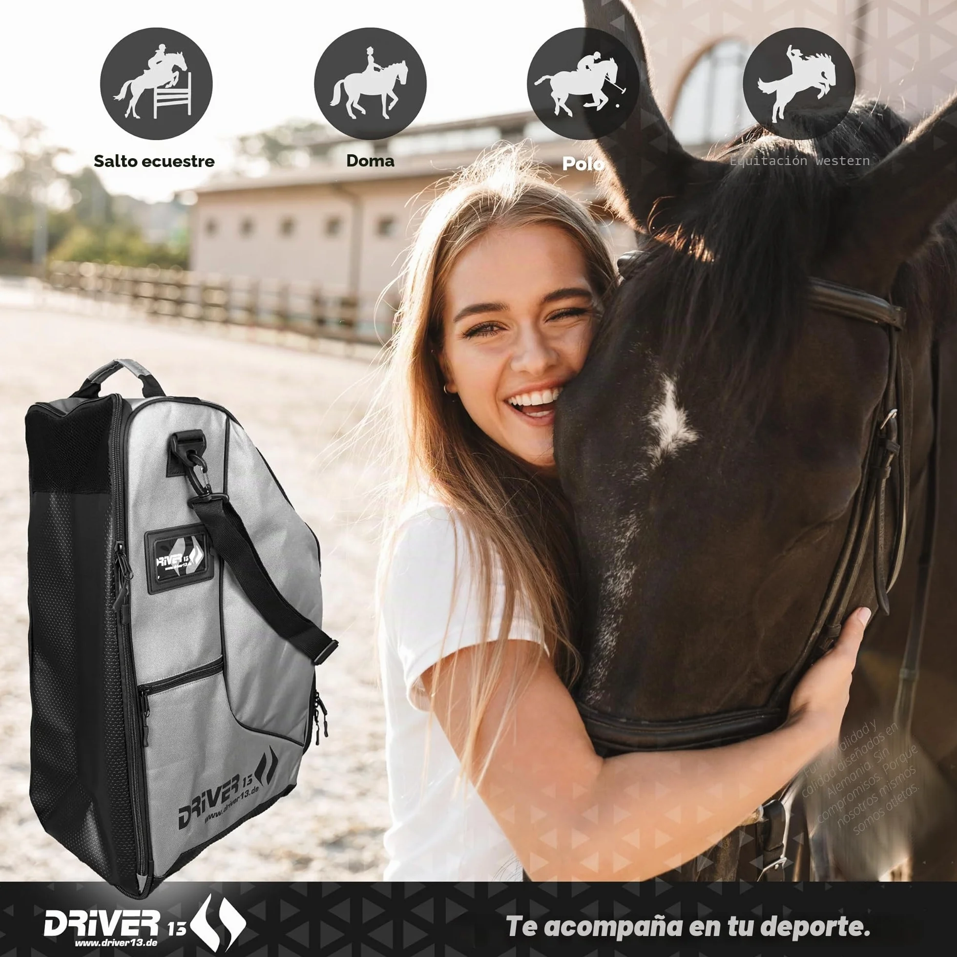 Bolsa para Botas de Equitación Deluxe con Compartimento para Casco, 60 cm, 35 x 30 x 60 cm