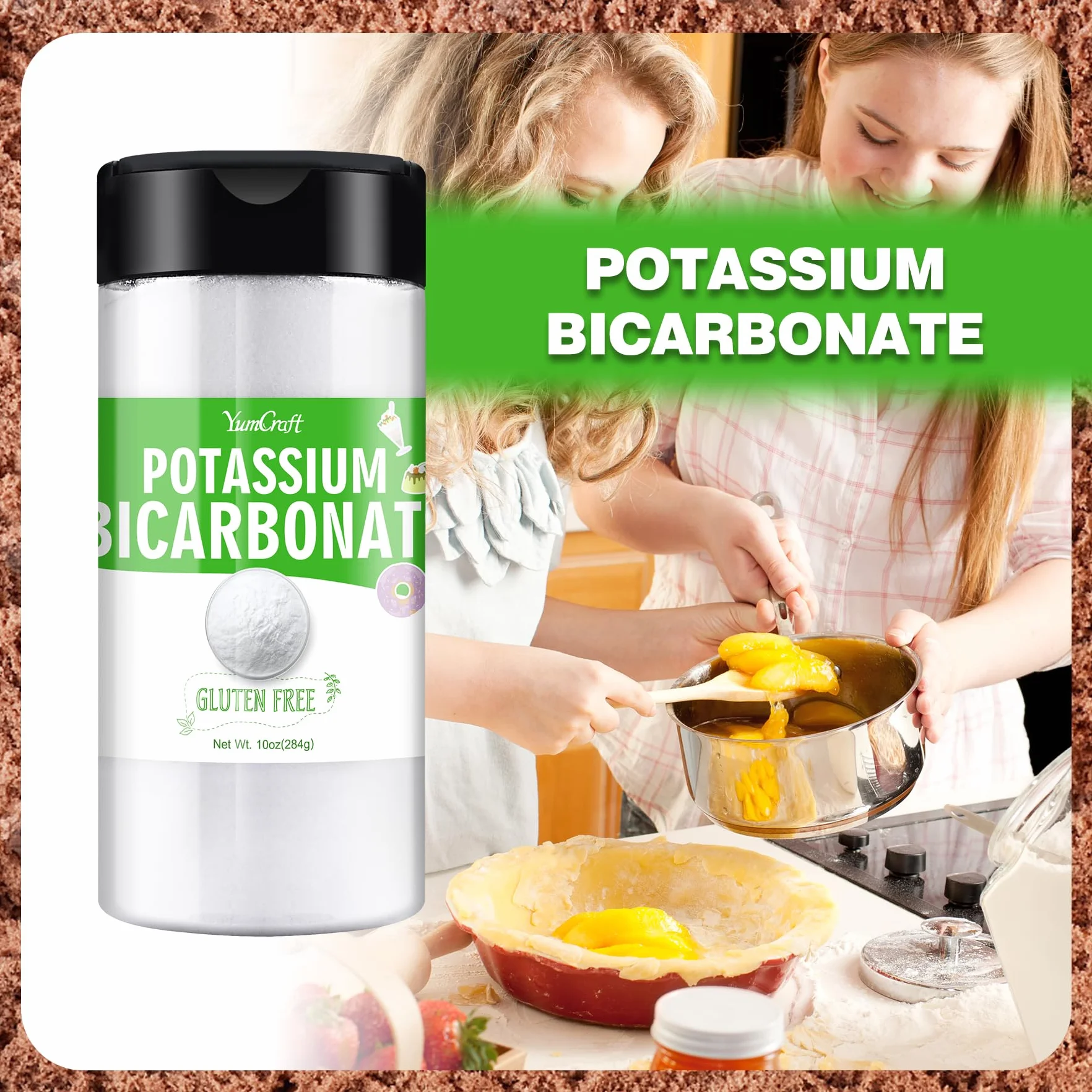 284 g Bicarbonato de potasio, 100% de grado alimenticio puro, vegetarianismo, agente fermentado adecuado para planta, pastel, vino, enzima, fermentación de soda natural de grado alimenticio