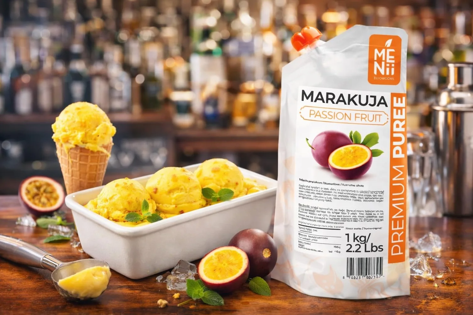 Puré de Maracuyá 1 kg – Fruta de la Pasión para Smoothies, Cócteles, Postres, Helados y Repostería – Sabor Tropical Intenso – Puré Premium