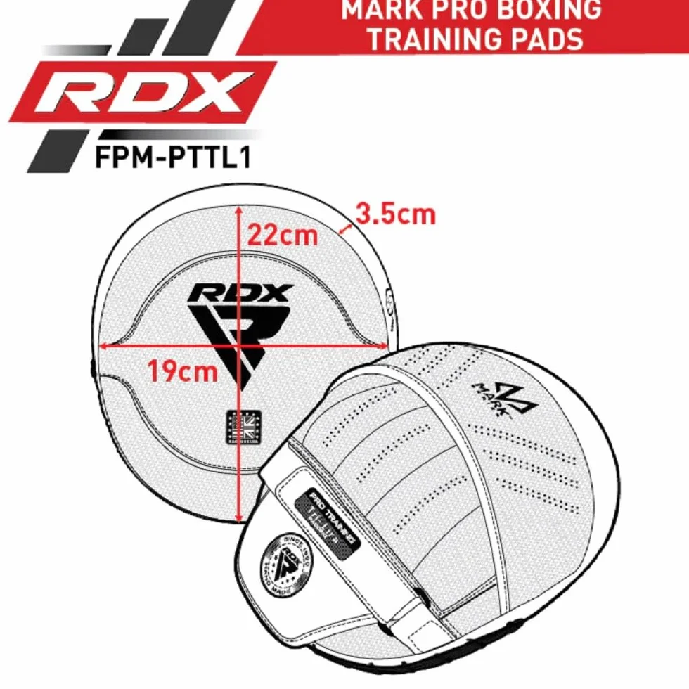 RDX Guantes de Boxeo para Enfoque, Almohadilla de Mano Curvada de Piel con Correa Ajustable