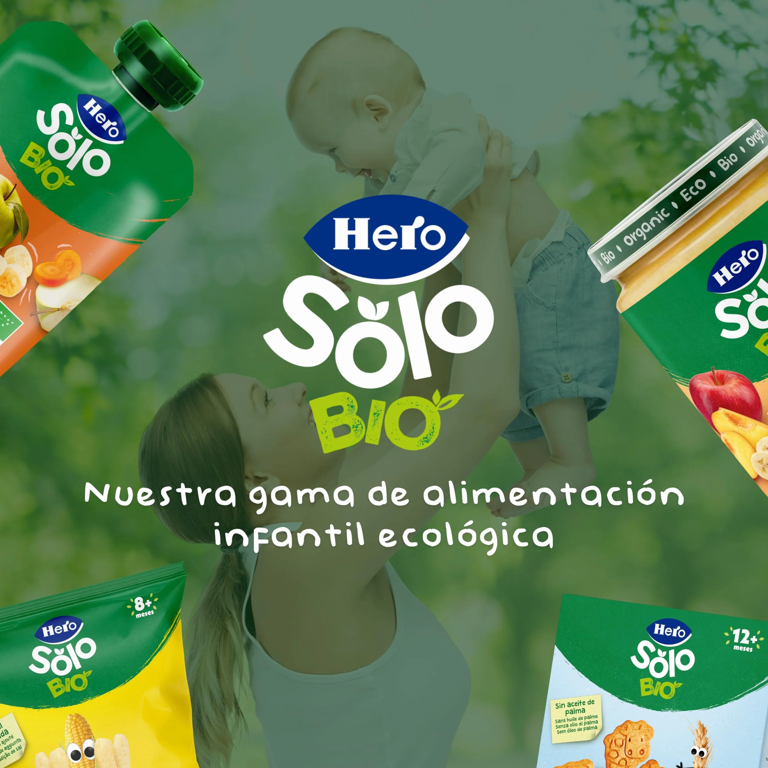 Hero Solo Bio Tarritos de Pera y Plátano 100% Ecológico para Bebés 4 Meses Pack 12 x 190 g