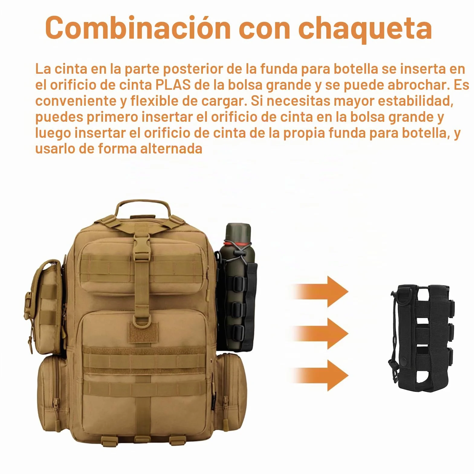 Bolsa Táctica Militar Impermeable Ajustable para Botella de Agua, Correr, Senderismo