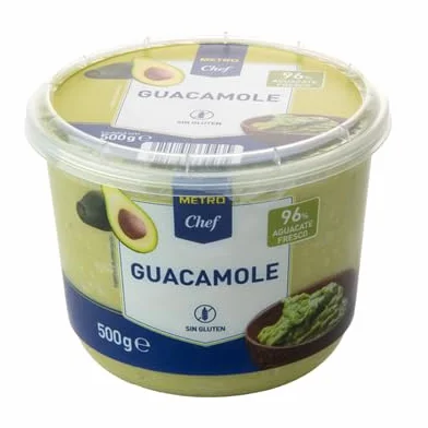 Guacamole Estilo Mexicano METRO Chef – 500g | 95% y 96% Aguacate Fresco | Sin Gluten, Ideal para Aperitivos y Platos Saludables (1 TARRO 500, Guacamole Clasico)