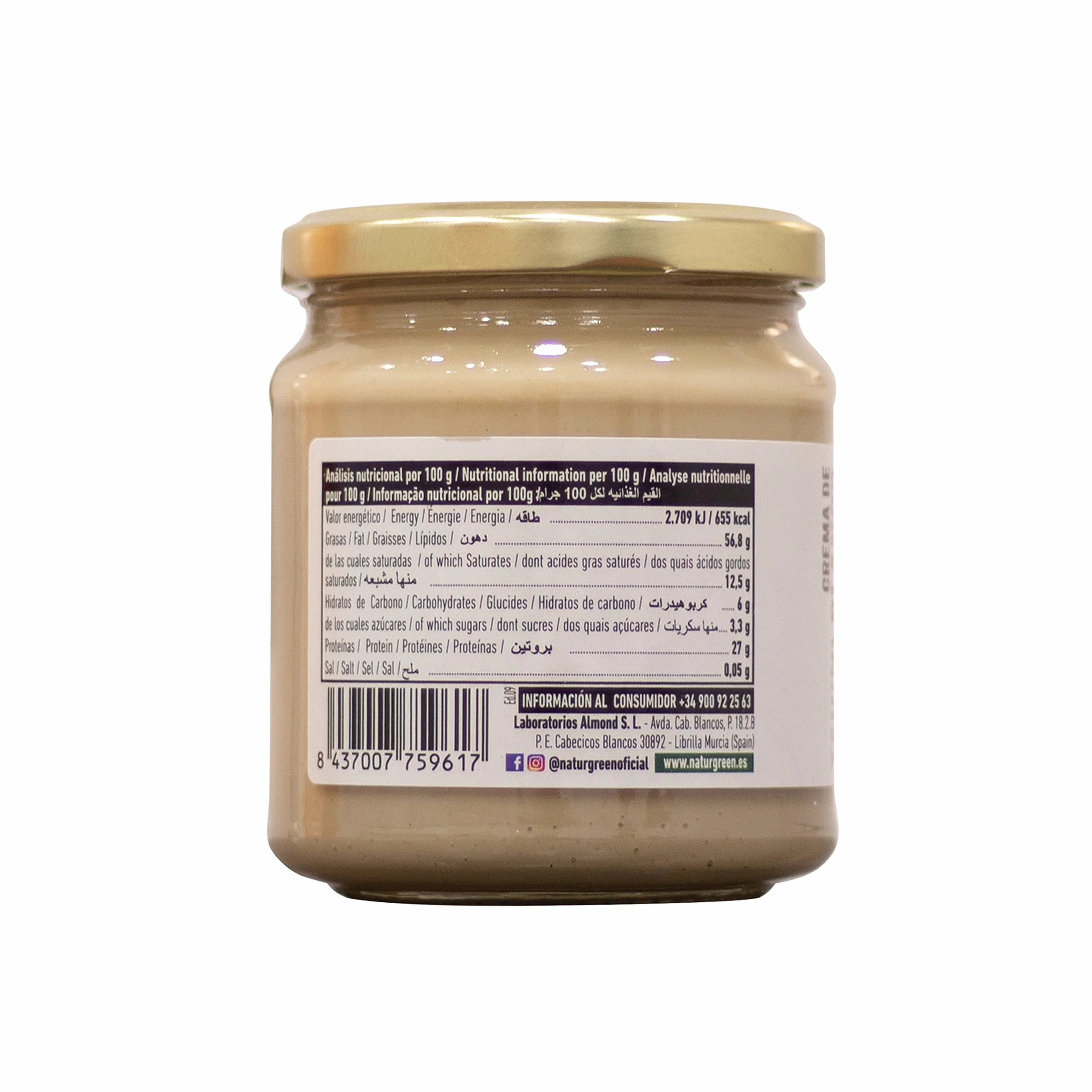 NaturGreen - Tahini Pasta de Sésamo Tostado Bio, Tahín Puré Ecológico, Elaborado con Semillas de Sésamo - 300 g