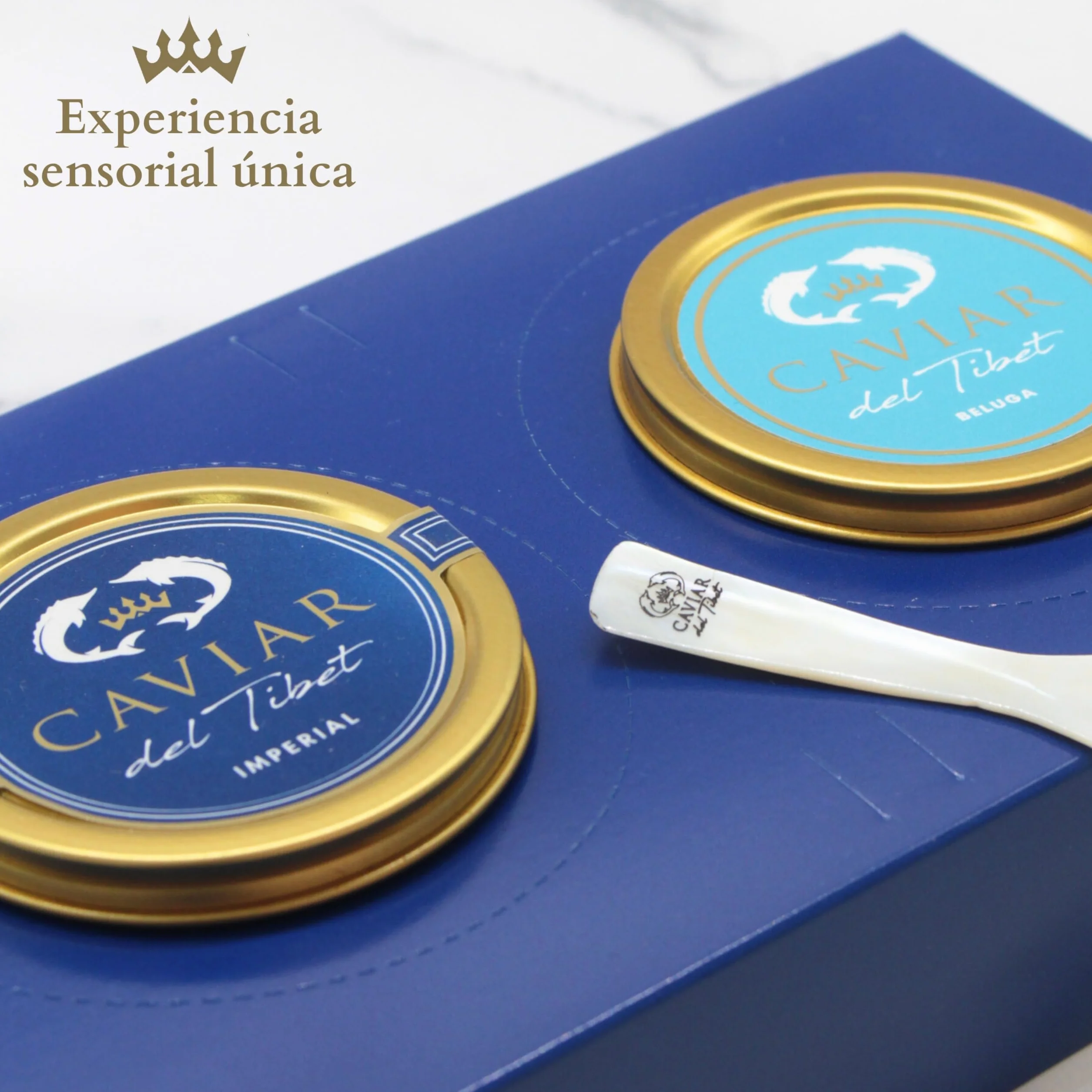 Dúo Caviar del Tíbet Beluga – Estuche Gourmet - Caviar Beluga 50 GR y Caviar Imperial 50GR – Huevas de Esturión - Pack Regalo Gourmet