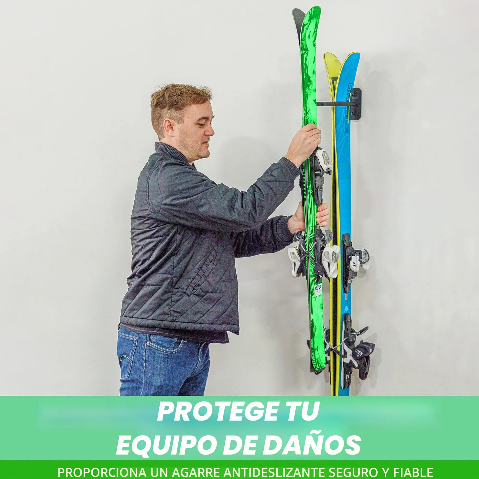 Estante de Almacenamiento para esquí y Snowboard montado en la Pared, 2 u 8 tamaños