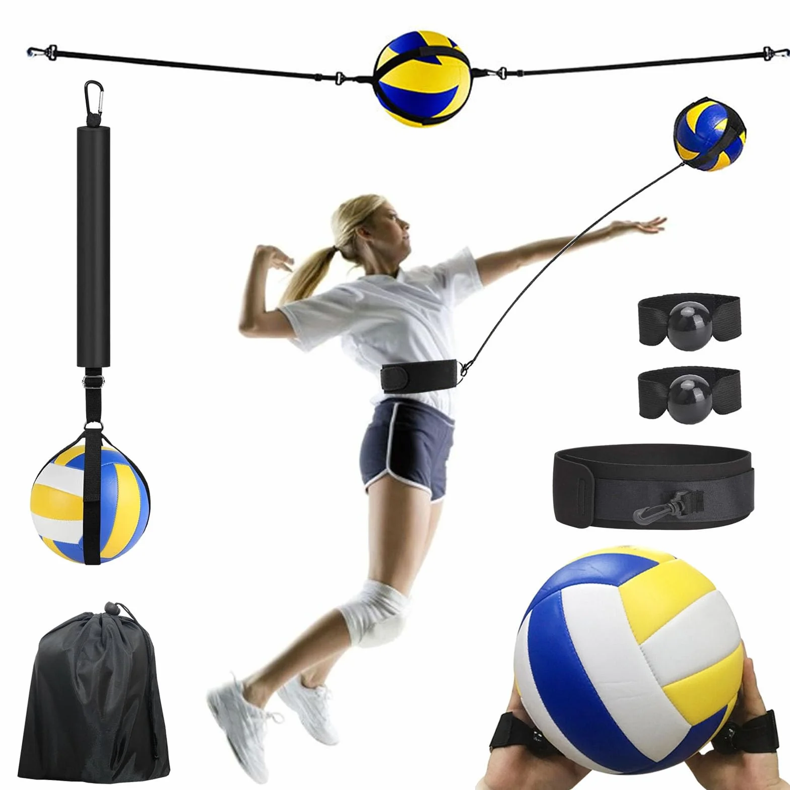Aisny Voleibol Kit de Entrenamiento Banda de Resistencia Cinturón Ajustable