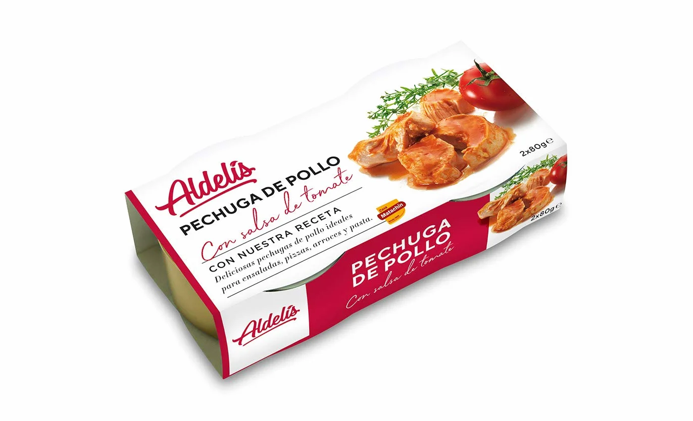 Casa Matachín Aldelís Conserva Pollo Tomate Pack 80 x 2, 2 Unidades 160 g, Pack de 16