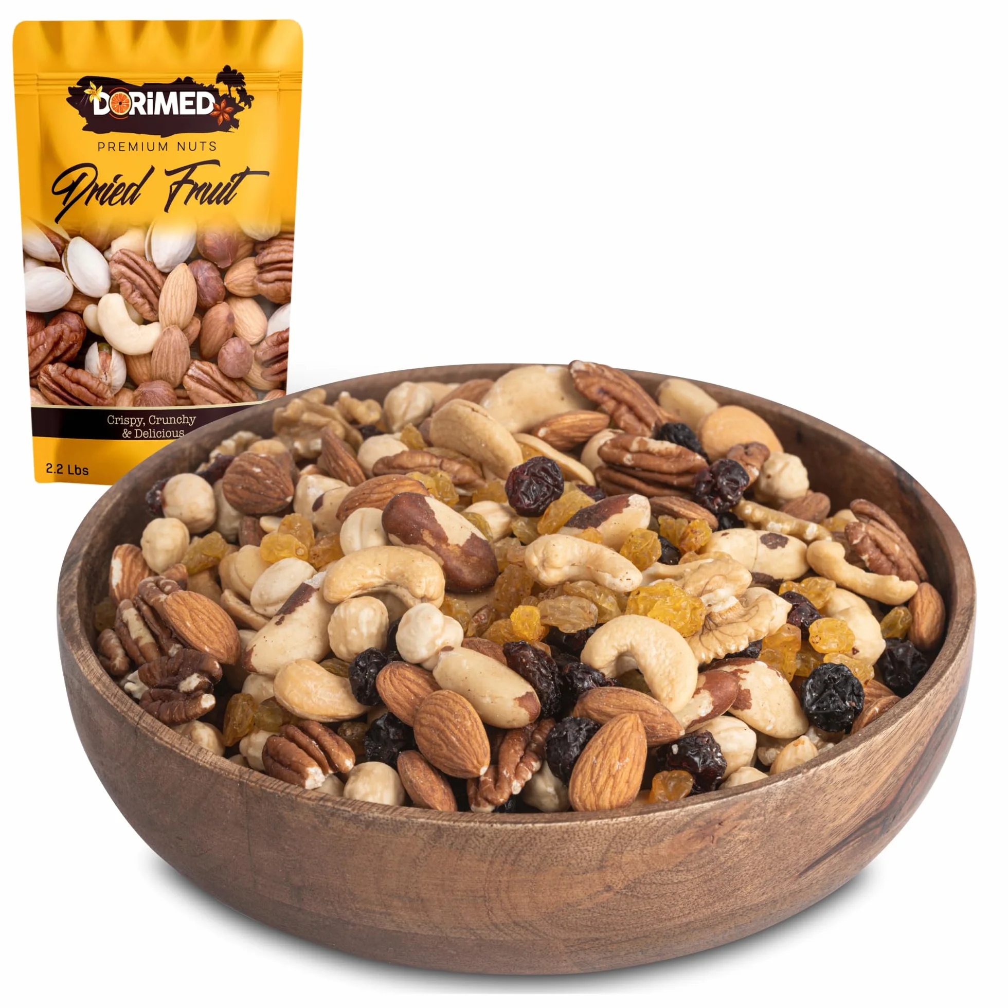 Mezcla de Frutos Secos 1 Kg I Nueces Mixtas y Pasas | Snack Variado | Primera Calidad | Deshidratados, Crudos y Enteros | Mix de Frutos Secos 100% Naturales I vegetariano y vegano I no GMO I Dorimed