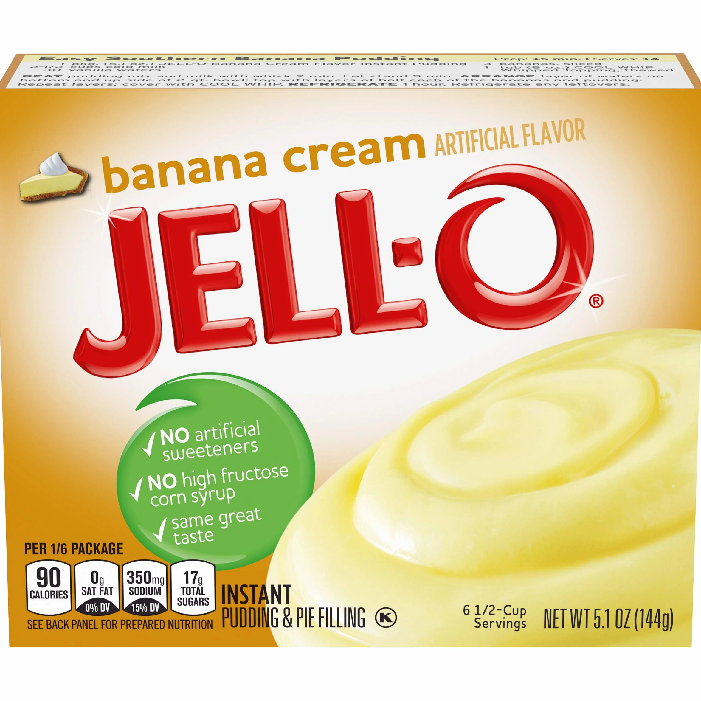 Jell-O Instant Pudding and Pie Filling, Banana Cream, 5.1-Ounce Boxes (Pack of 6)