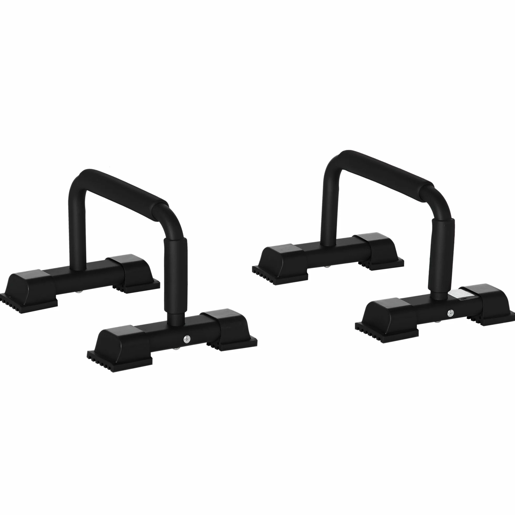 HOMCOM Barras Paralelas de Acero para Calistenia con Alfombra Antideslizante y Empuñaduras Acolchadas Negro 36x25x20 cm