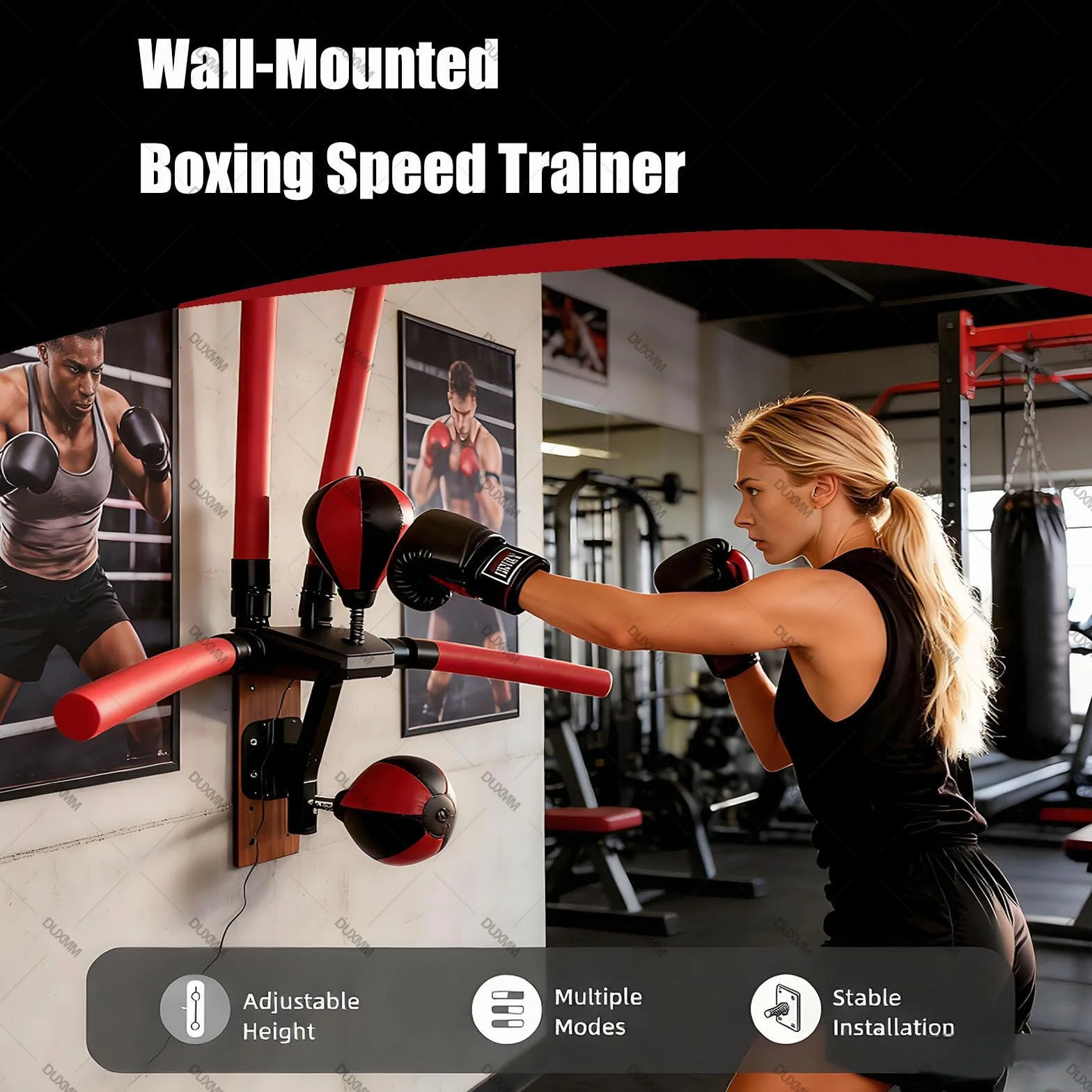 Barra de Boxeo Reflex Eléctrico, 2 Sacos de Boxeo, 4 Barras de Reacción, Montaje en Pared
