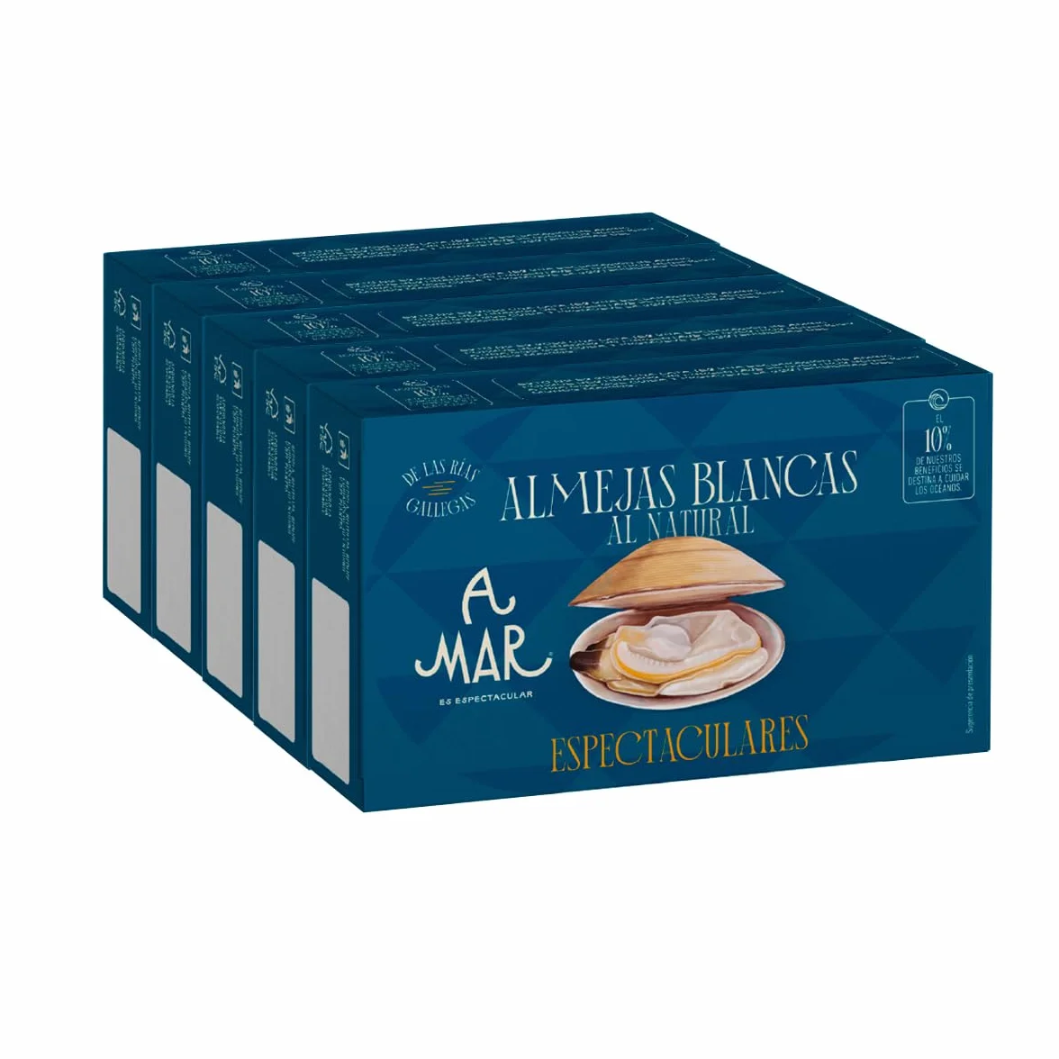Almejas Blancas al Natural A Mar Espectacular Pack de 5 Latas Conservas Gourmet