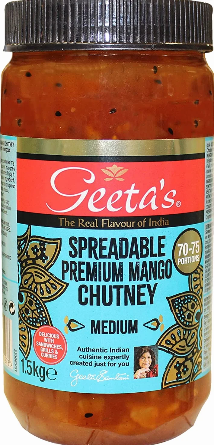 Chutney de mango Geeta's 1,5 kg sin gluten sin sabores artificiales